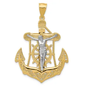 14k Two tone Gold Mariner's Cross Pendant