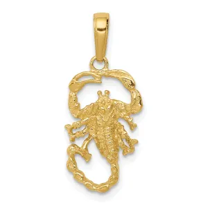 14k Yellow Gold Textured Solid Polished Finish Scorpion Charm Pendant