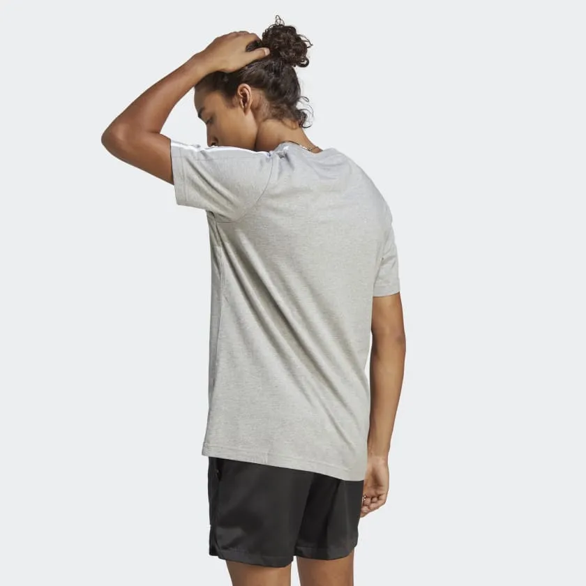 ADIDAS MEN'S ESSENTIALS SINGLE JERSEY 3-STRIPES GREY TEE