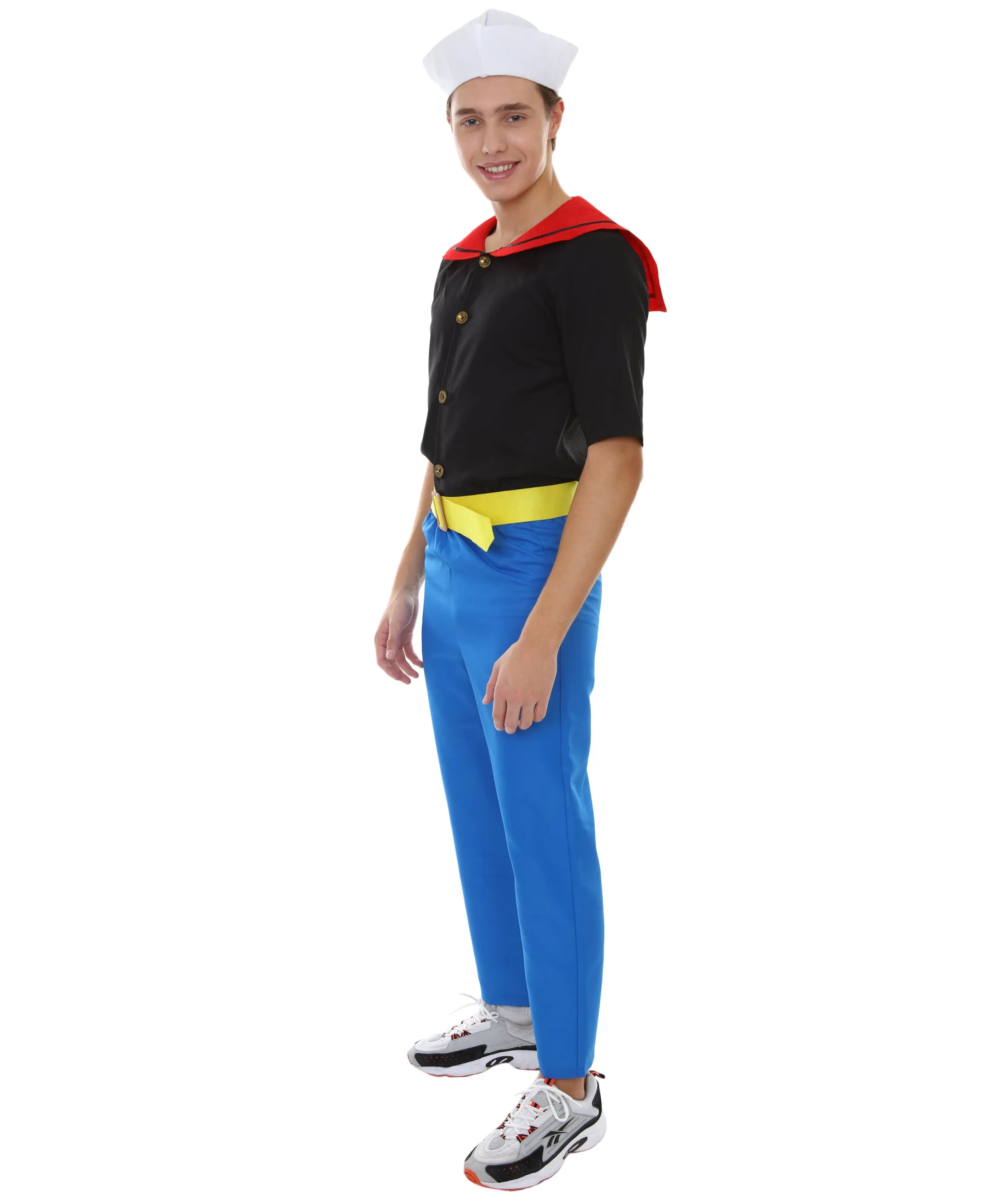 Adult Men's Sailor Man Captain 4 piece Costume | Black and Blue Cosplay Costume