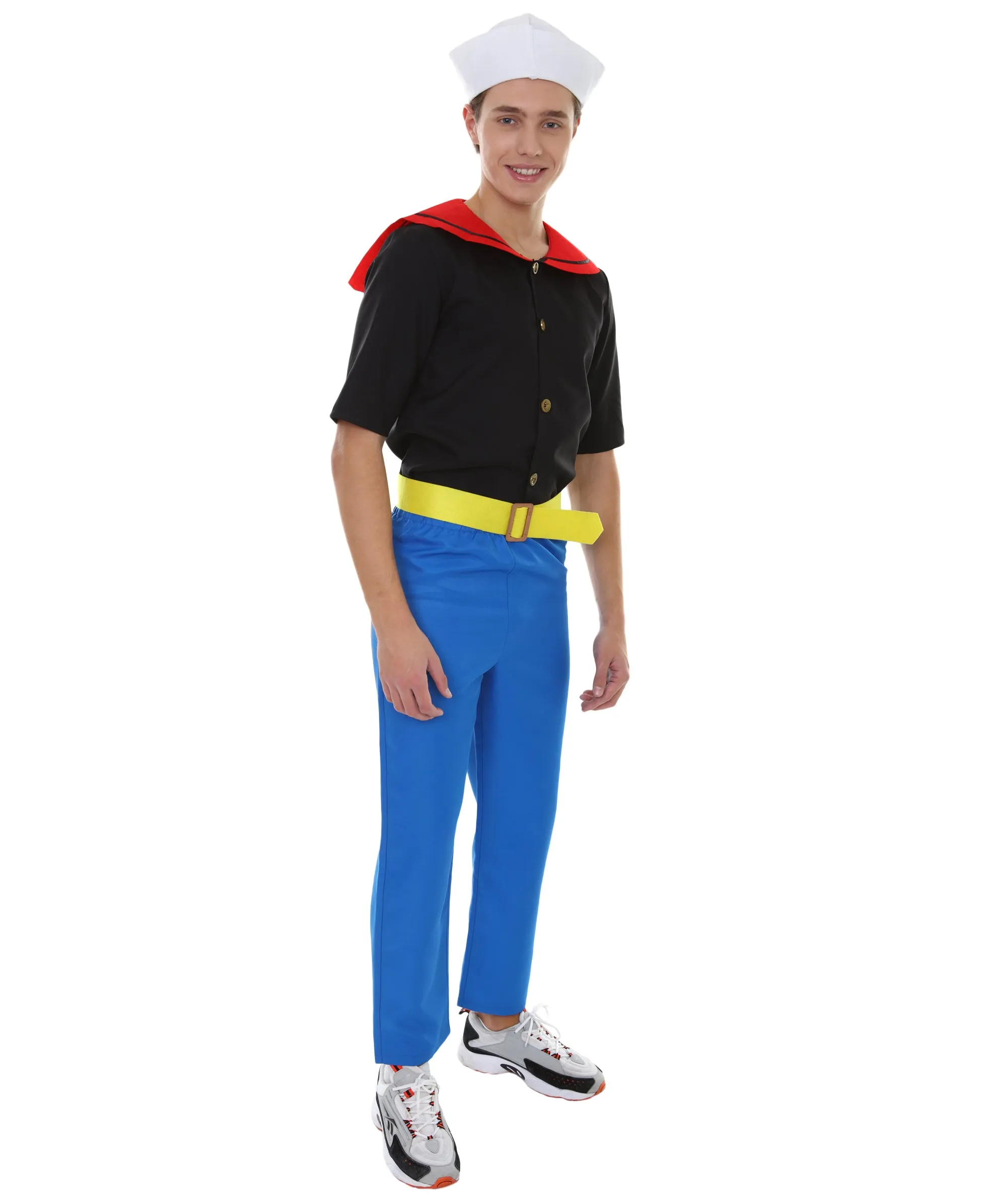 Adult Men's Sailor Man Captain 4 piece Costume | Black and Blue Cosplay Costume