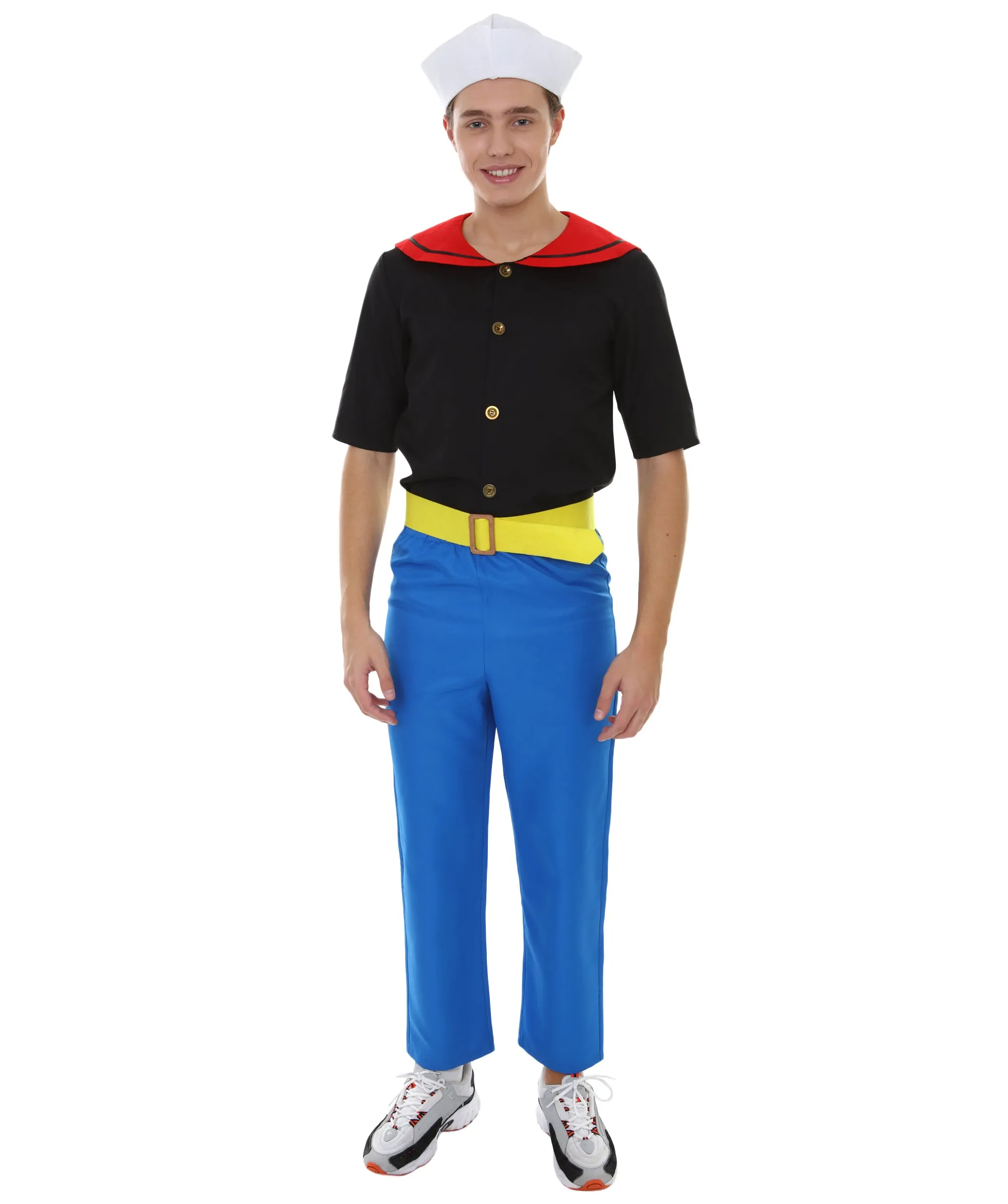 Adult Men's Sailor Man Captain 4 piece Costume | Black and Blue Cosplay Costume