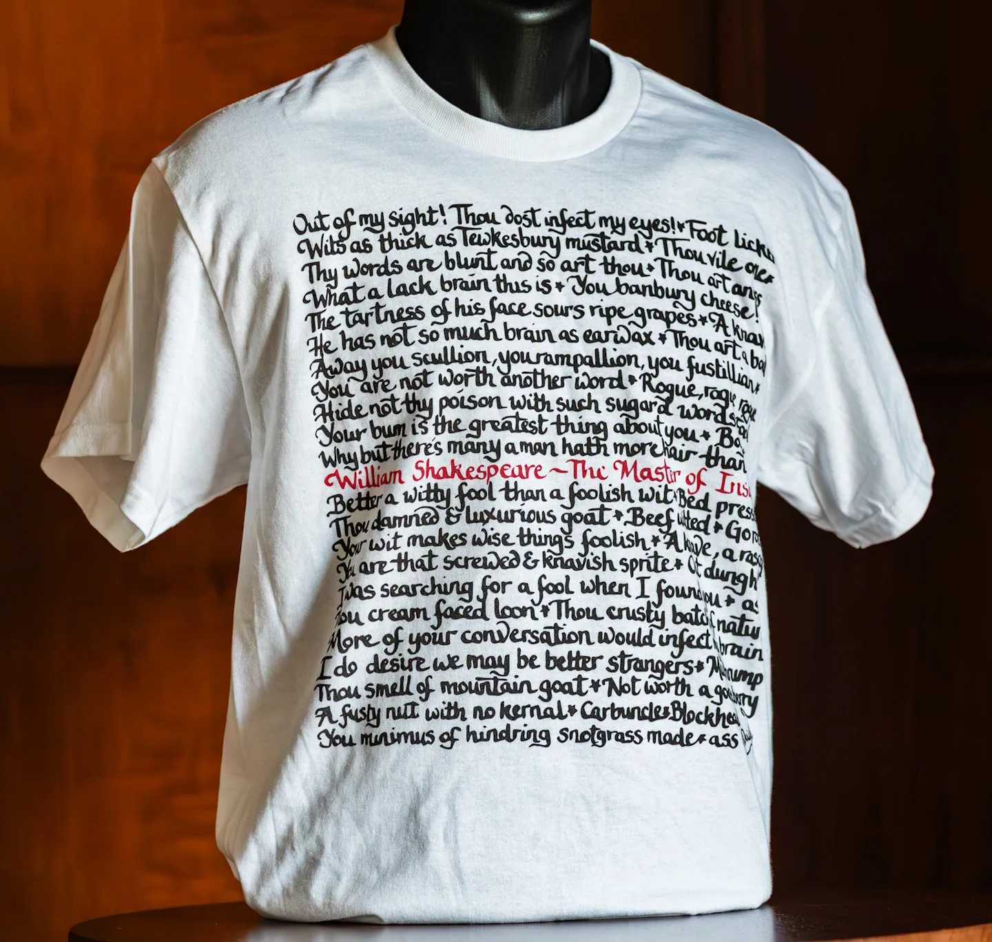 Adult T Shirt: William Shakespeare The Master Of Insults - White