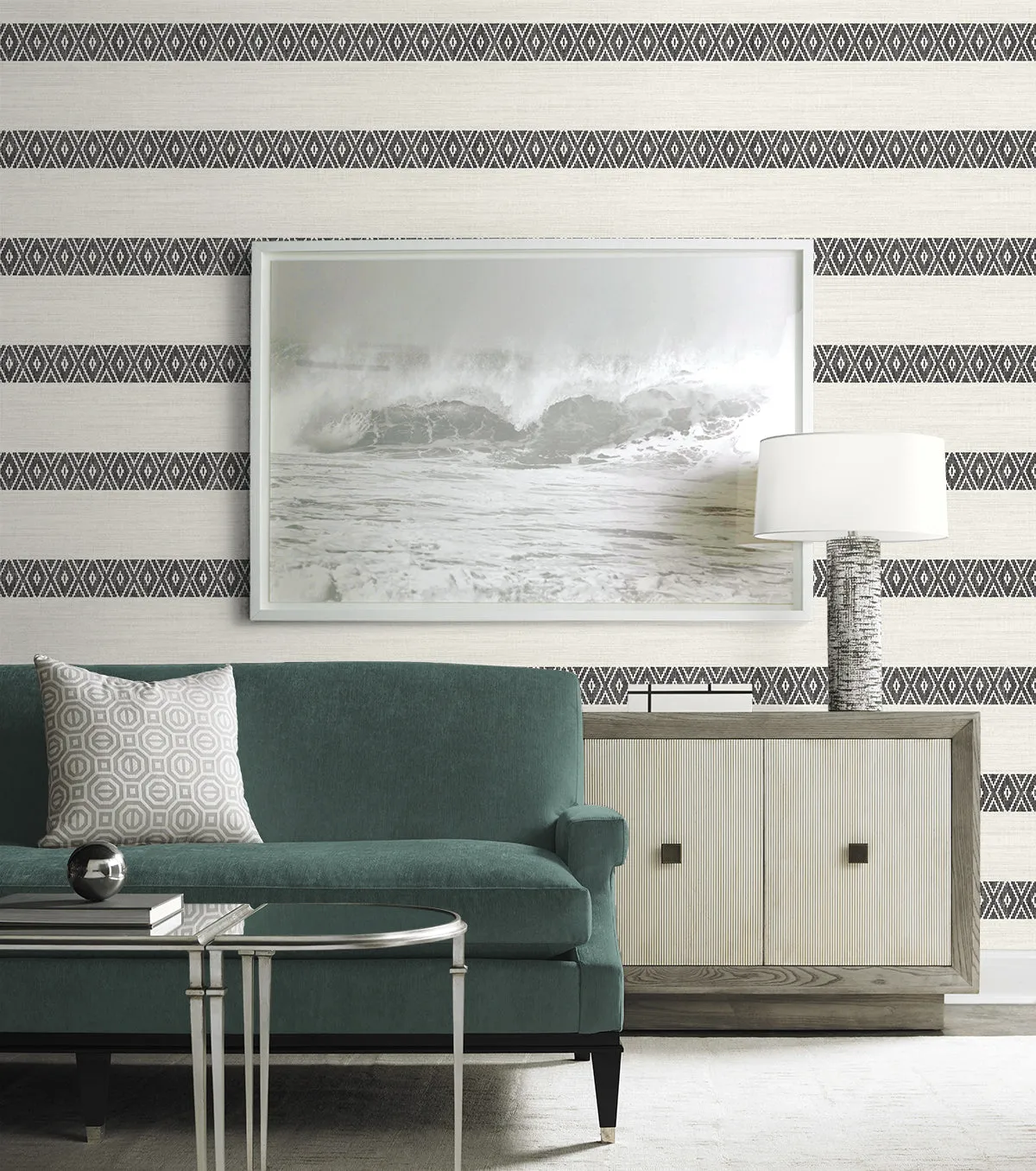 Alani Geo Stripe Wallpaper in Charcoal