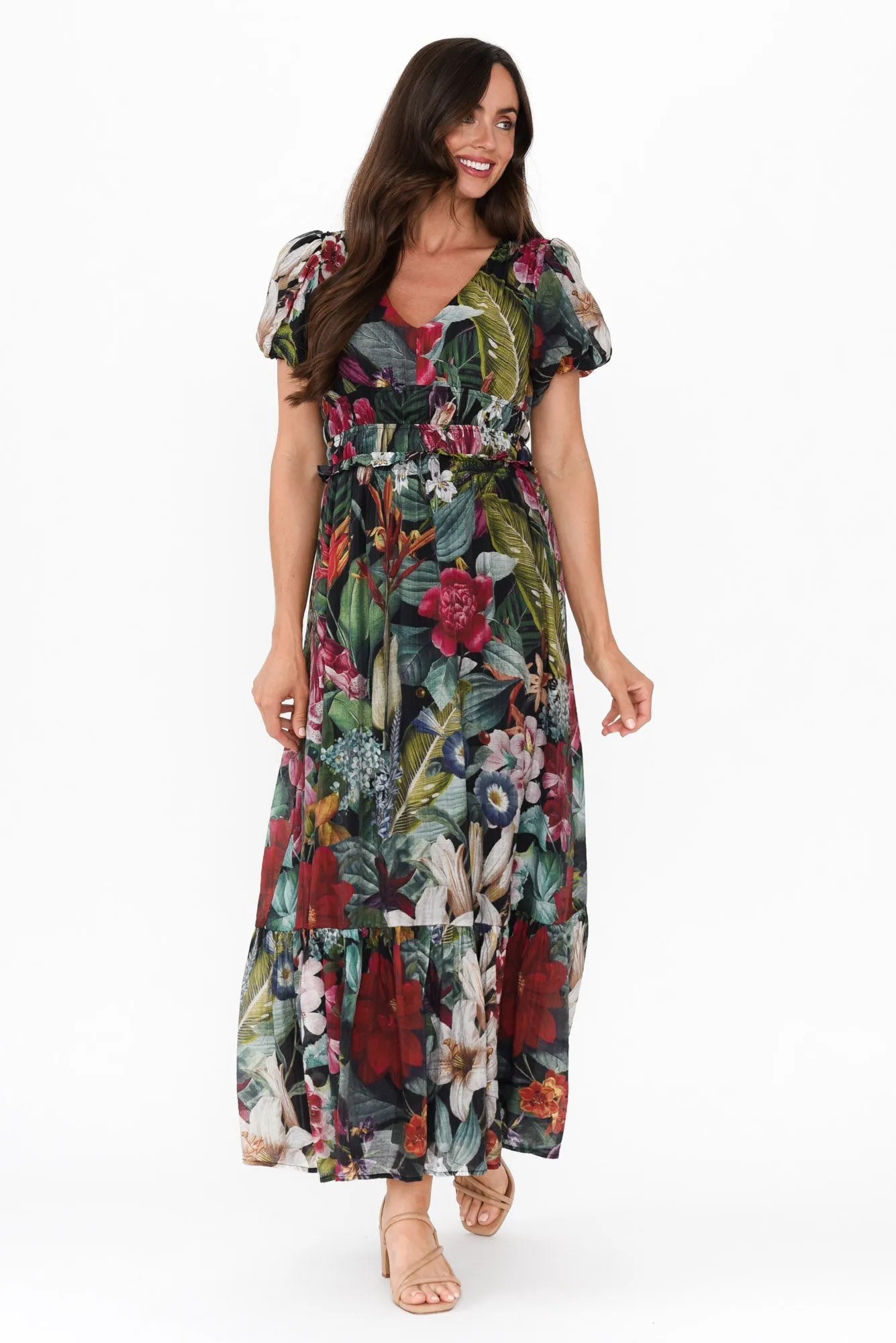 Ally Green Floral Maxi Dress