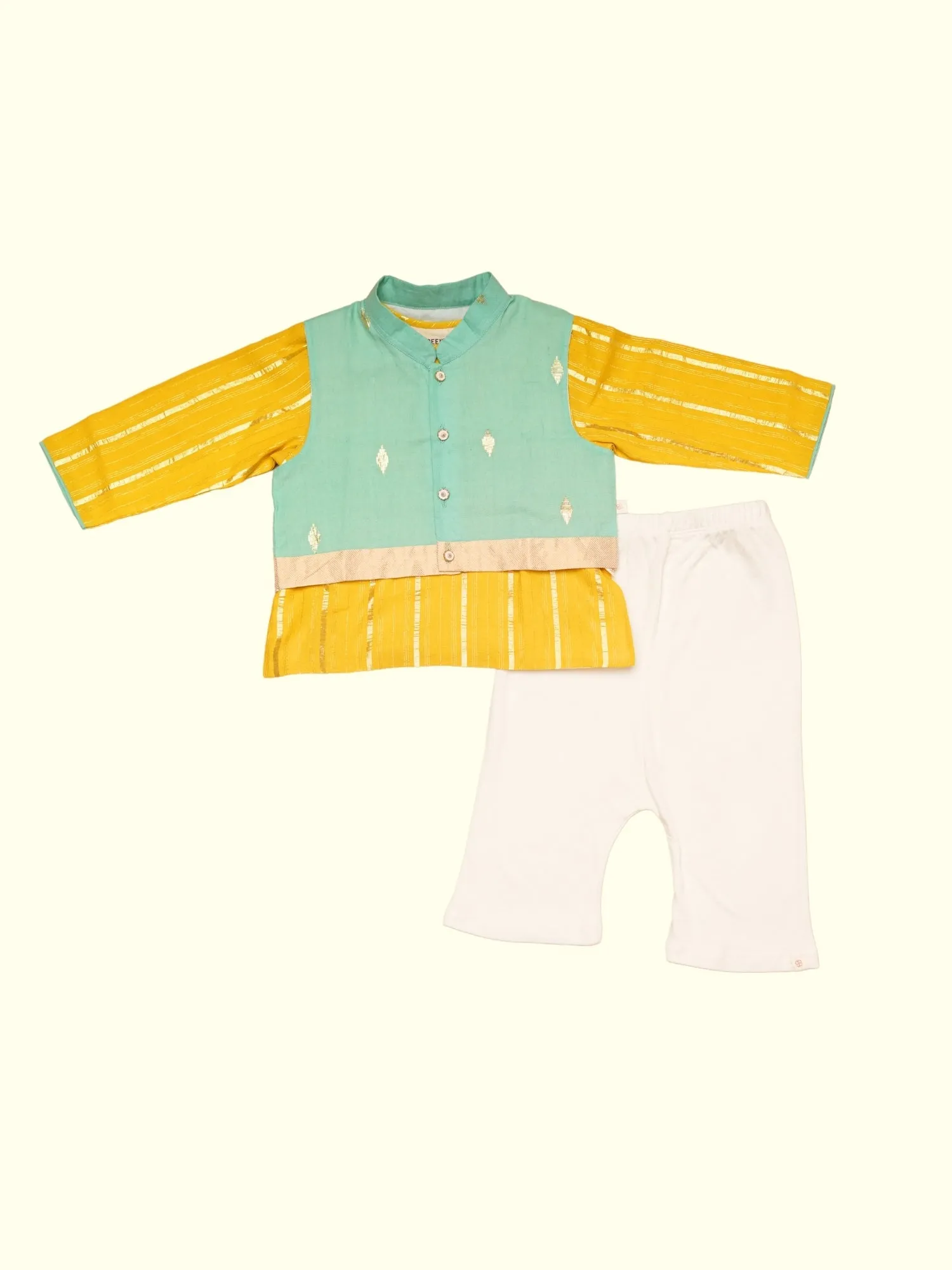 Ambar - Baby Boy Kurta Bundi Set | Yellow & Green