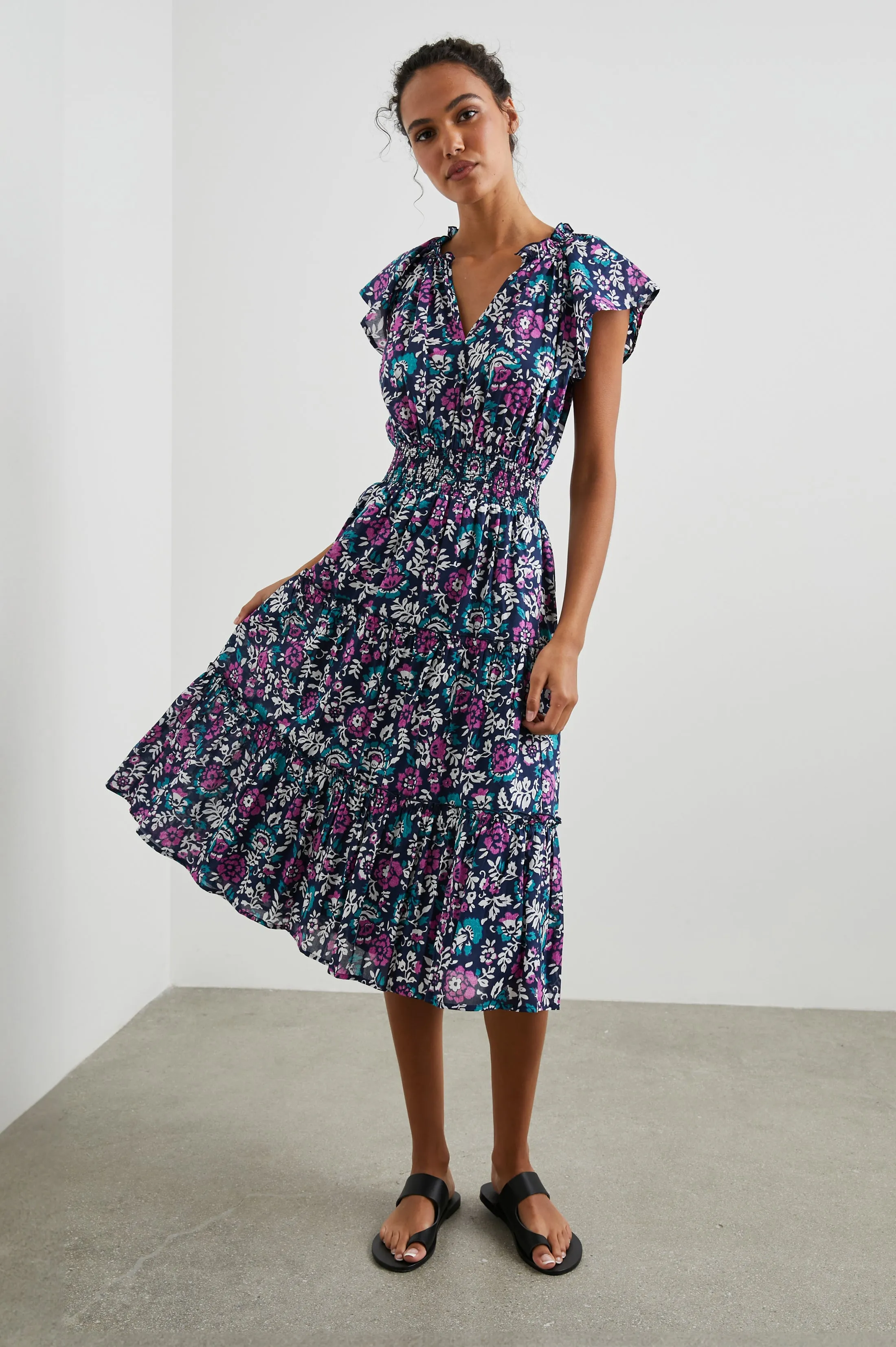 AMELLIA DRESS - WOODBLOCK FLORAL