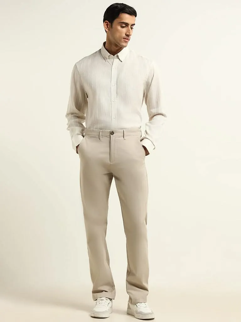 Ascot Cream Relaxed Fit Blended Linen Shirt