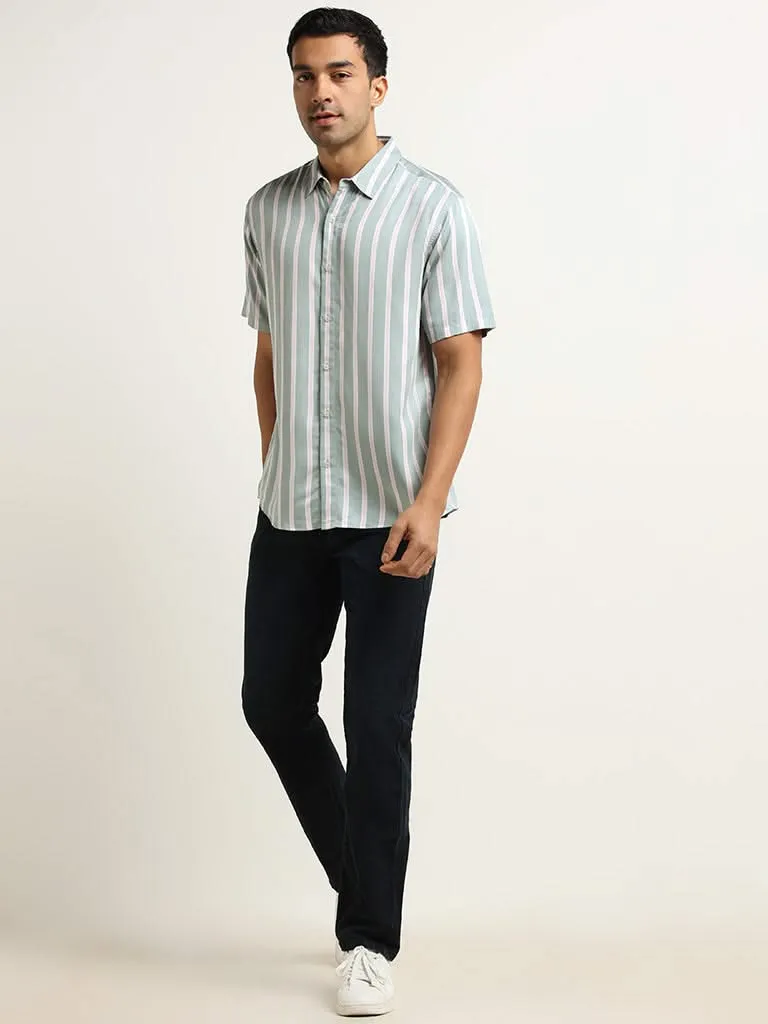 Ascot Sage Striped Relaxed Fit Shirt