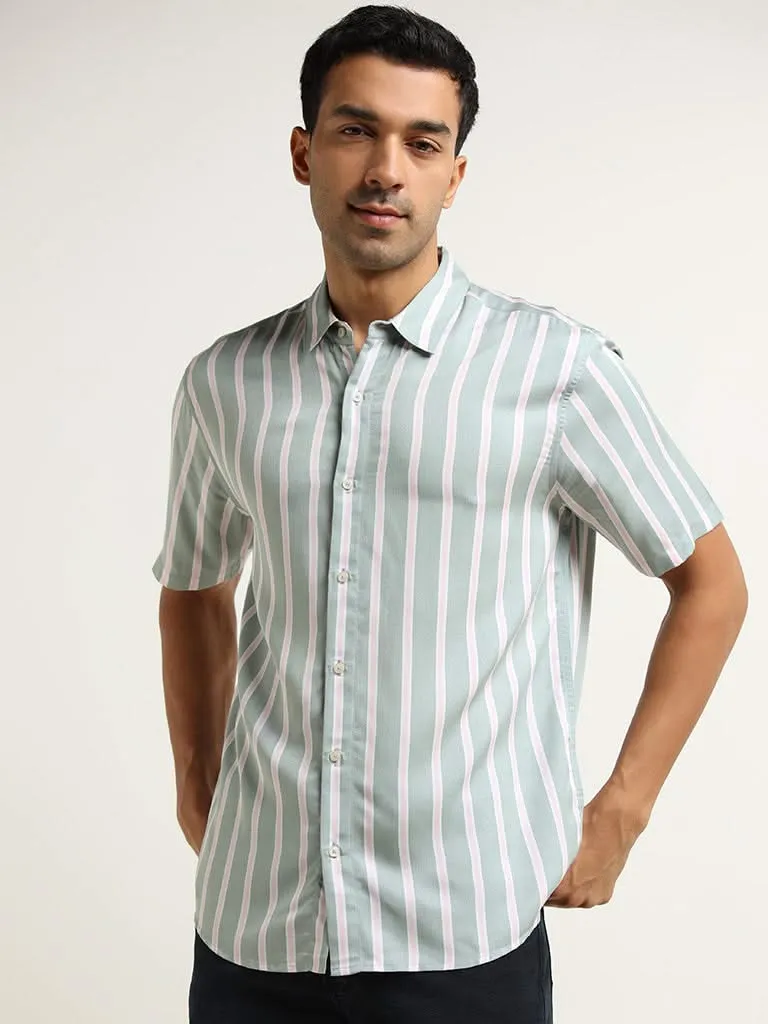 Ascot Sage Striped Relaxed Fit Shirt