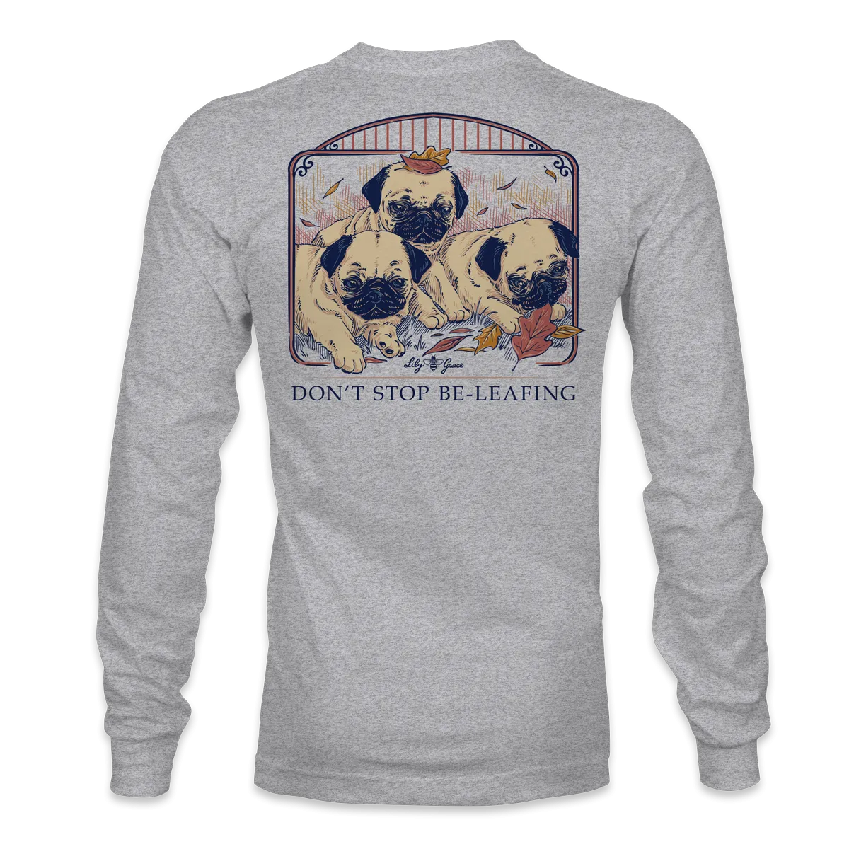 Autumn Pugs - Fall Leaves Puppies LONG SLEEVE T-Shirt