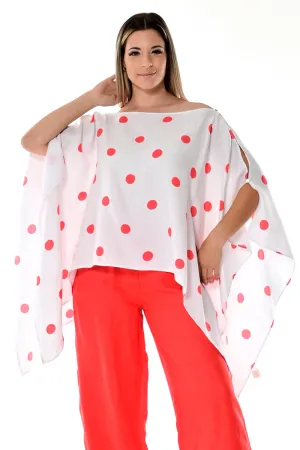 Azucar 100% Linen Ladies Poncho with Polka-Dots in (2) Colors-LLB1728