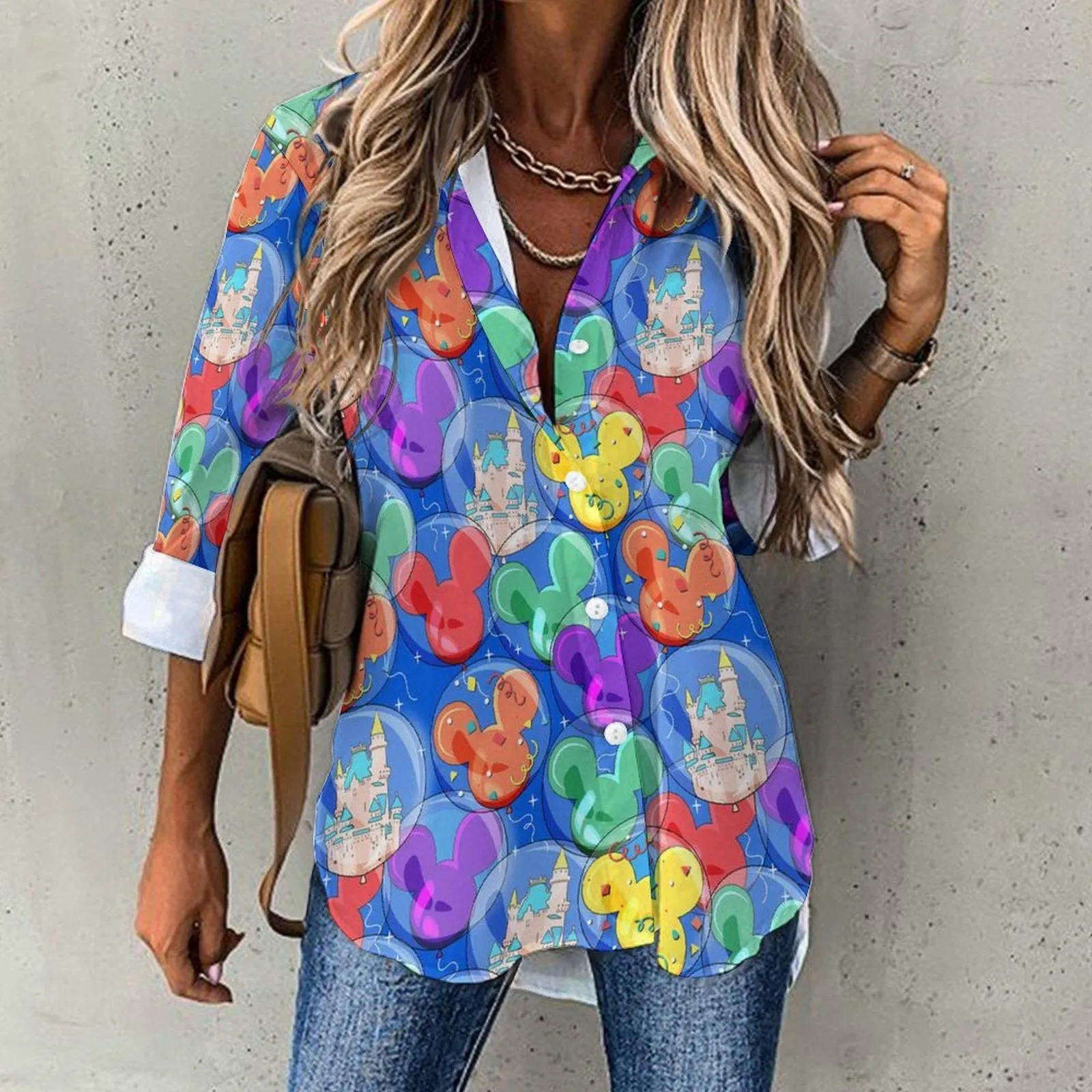 Balloon Collector Long Sleeve Button Up Blouse