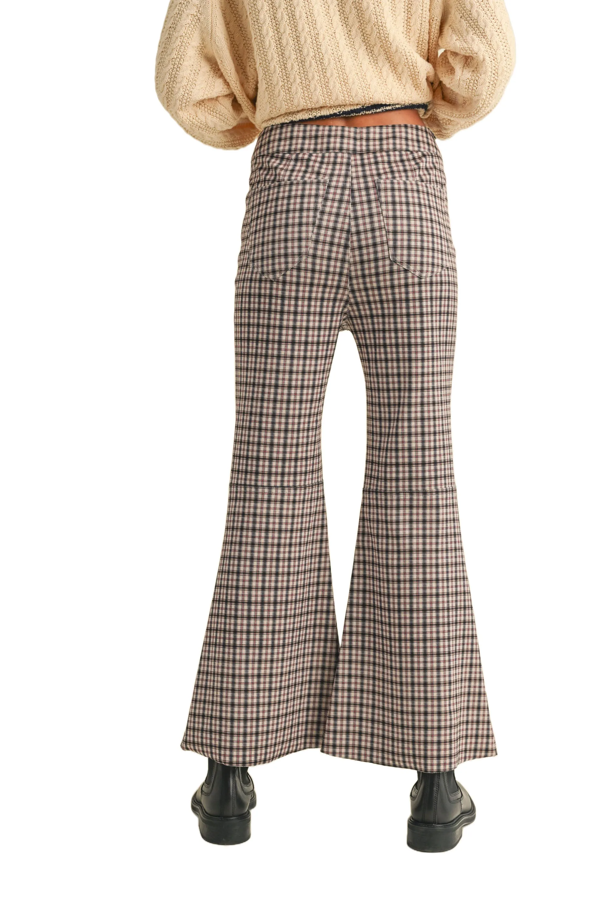 Beautiful Chaos Plaid Flare Pants