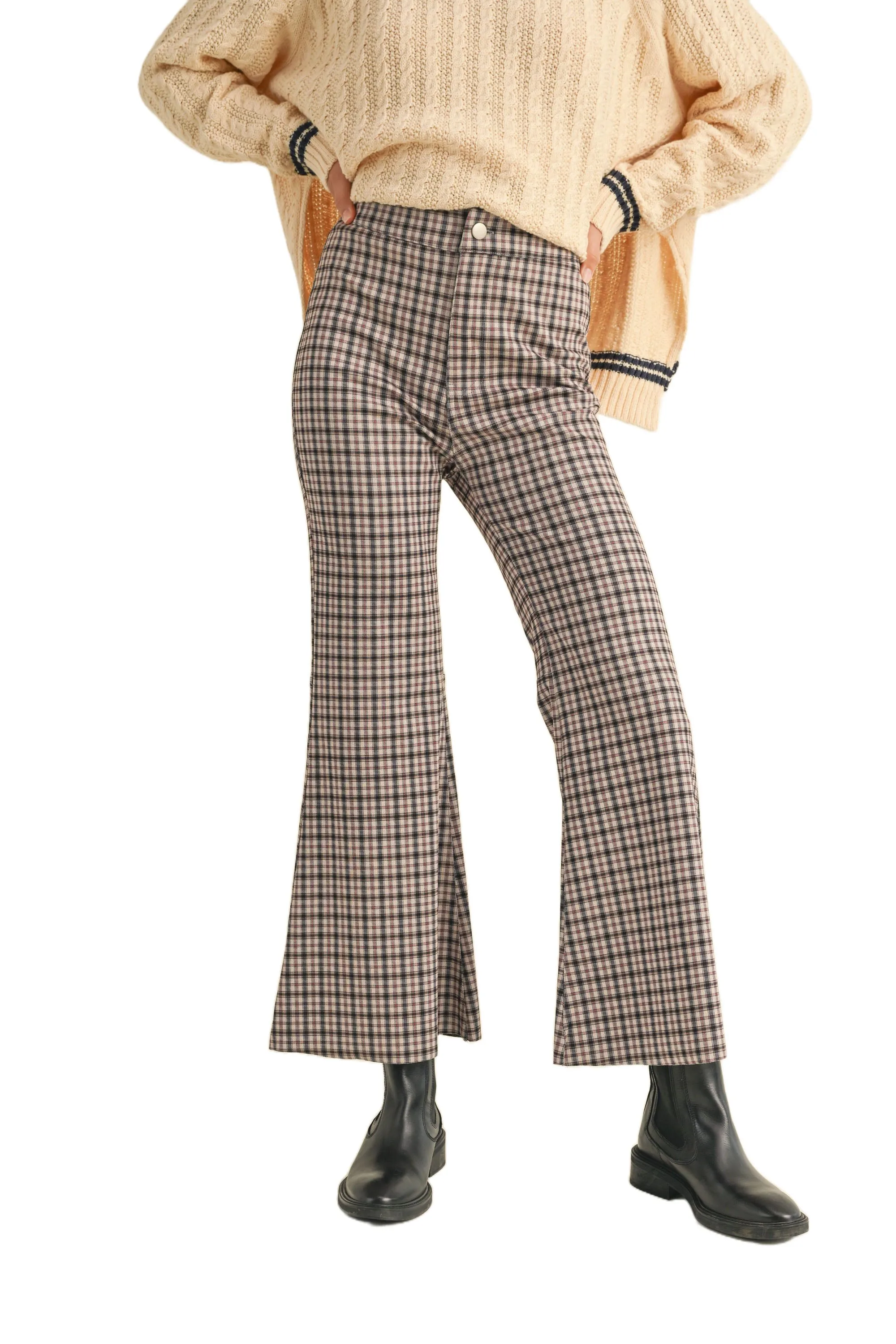 Beautiful Chaos Plaid Flare Pants