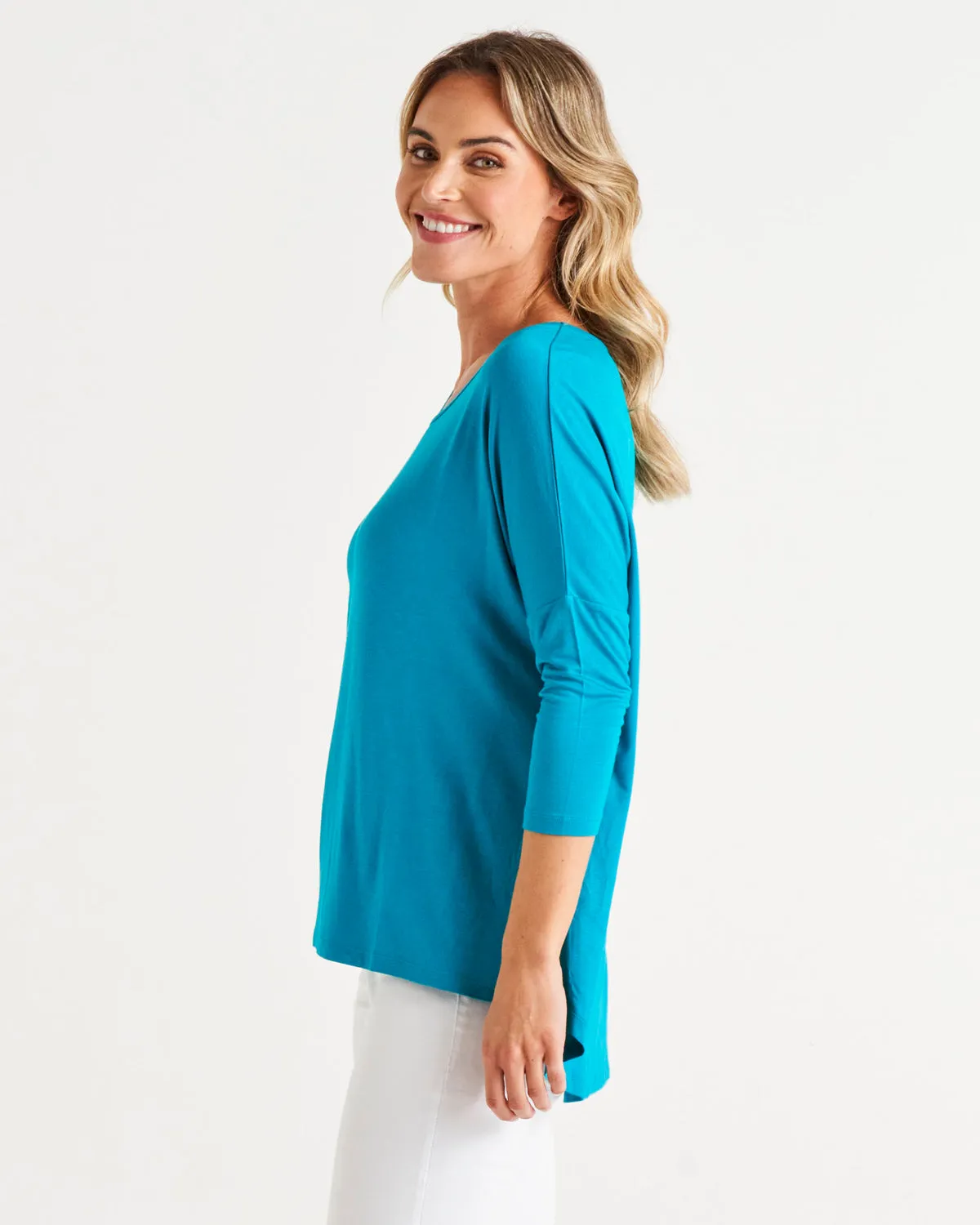 Betty Basics Milan 3/4 Sleeve Top Lagoon