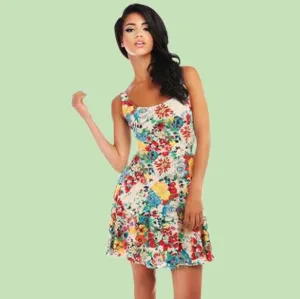 Bright and Beautiful 60's Mid-Century Modern Lizzy Floral Sun Dress