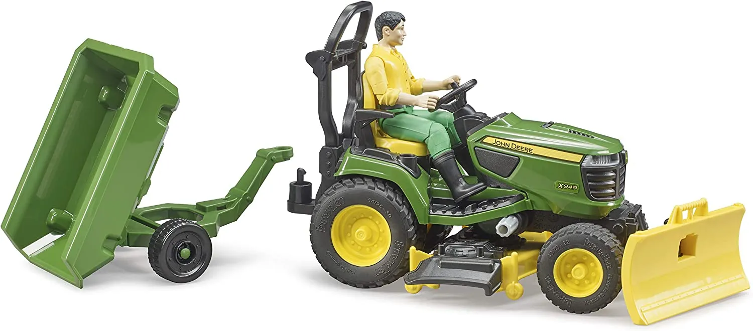 Bruder bworld John Deere X949 Lawn Tractor with Trailer and bworld Figure