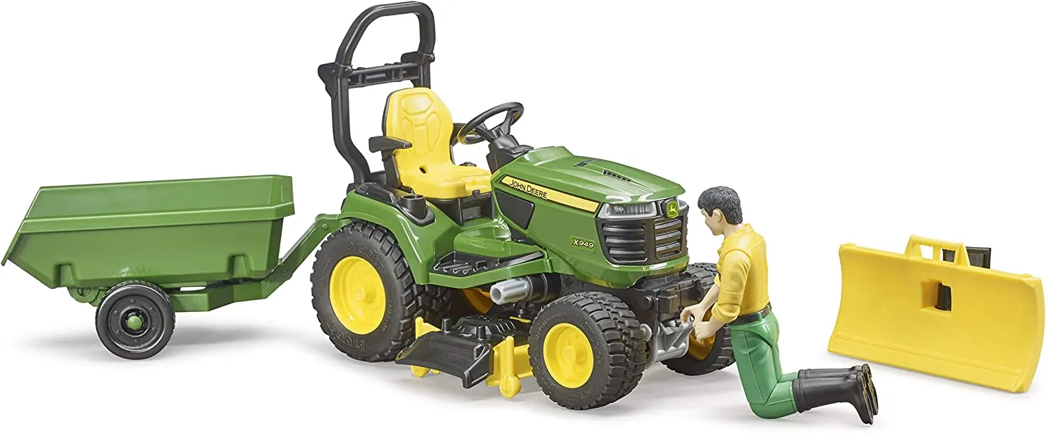 Bruder bworld John Deere X949 Lawn Tractor with Trailer and bworld Figure