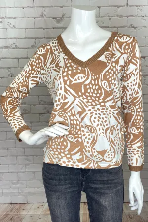 CHEETAH PRINT LS V-NECK