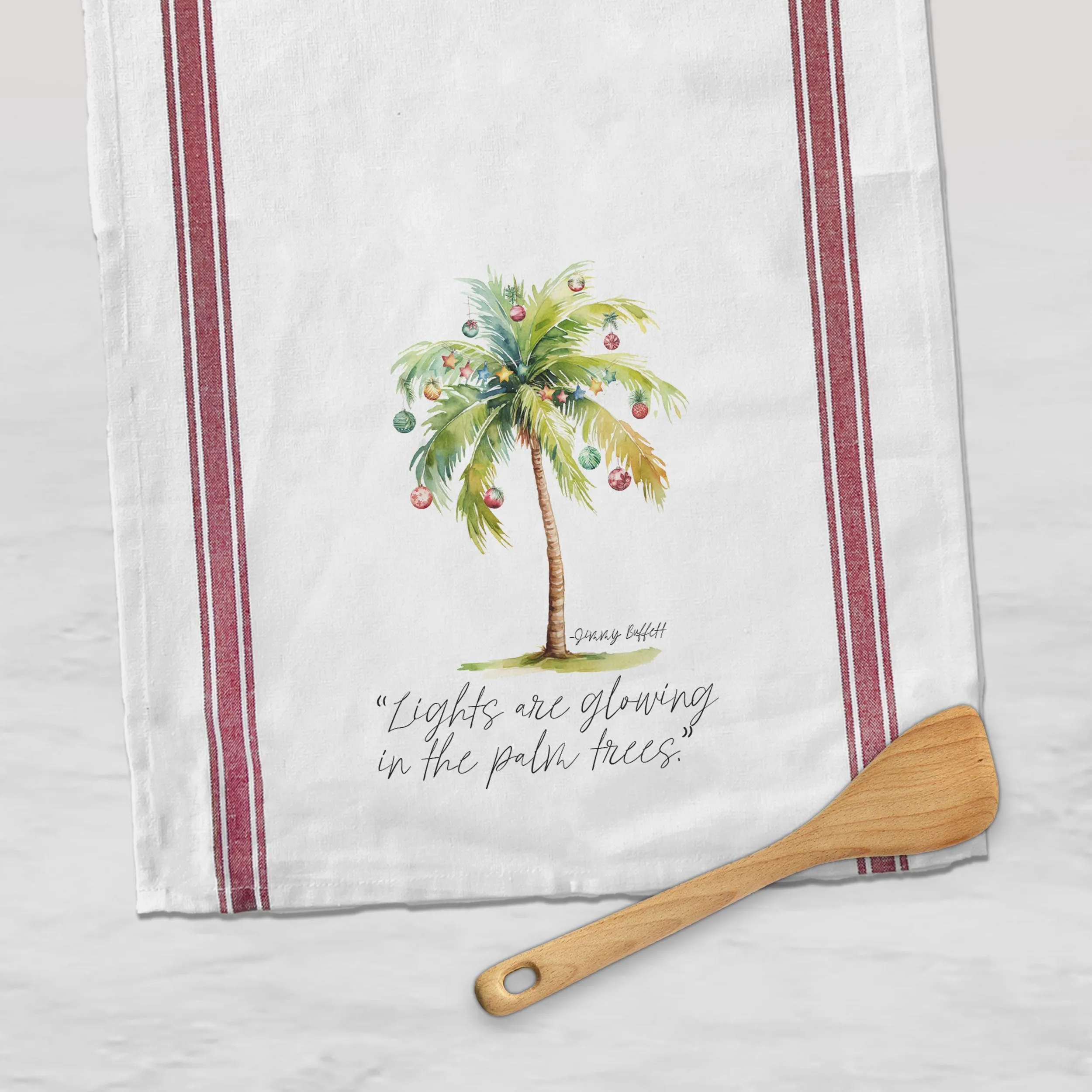 christmas light palm tree jimmy buffett quote beach christmas tea towel decorative towel for christmas beach towns