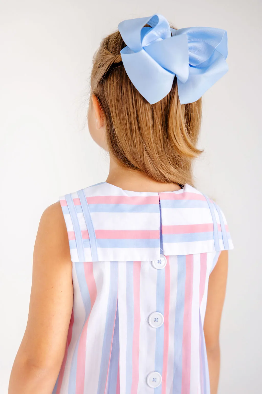 Cindy Sailor Dress - New River Nautical Stripe with Parrot Cay Coral & Beale Street Blue