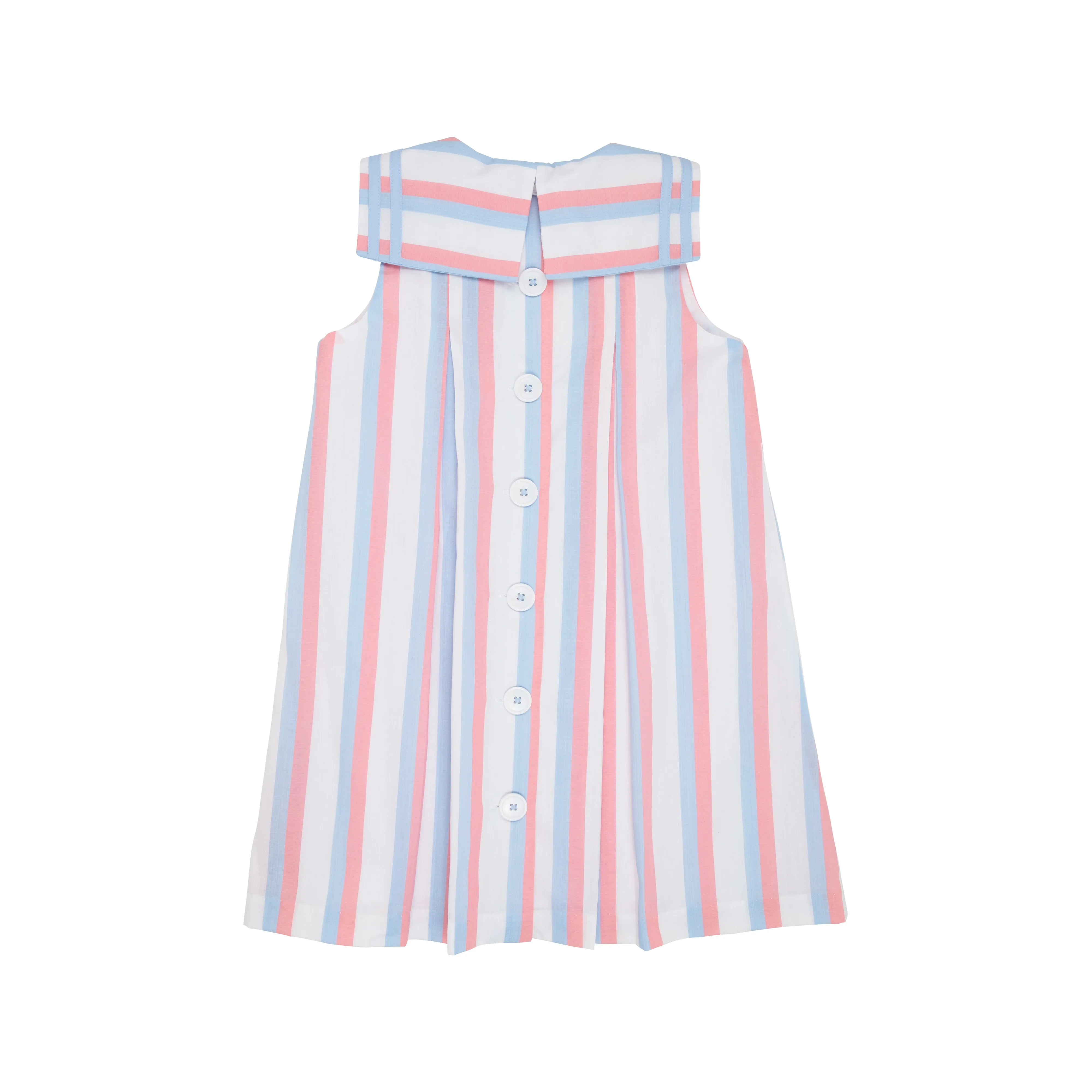 Cindy Sailor Dress - New River Nautical Stripe with Parrot Cay Coral & Beale Street Blue