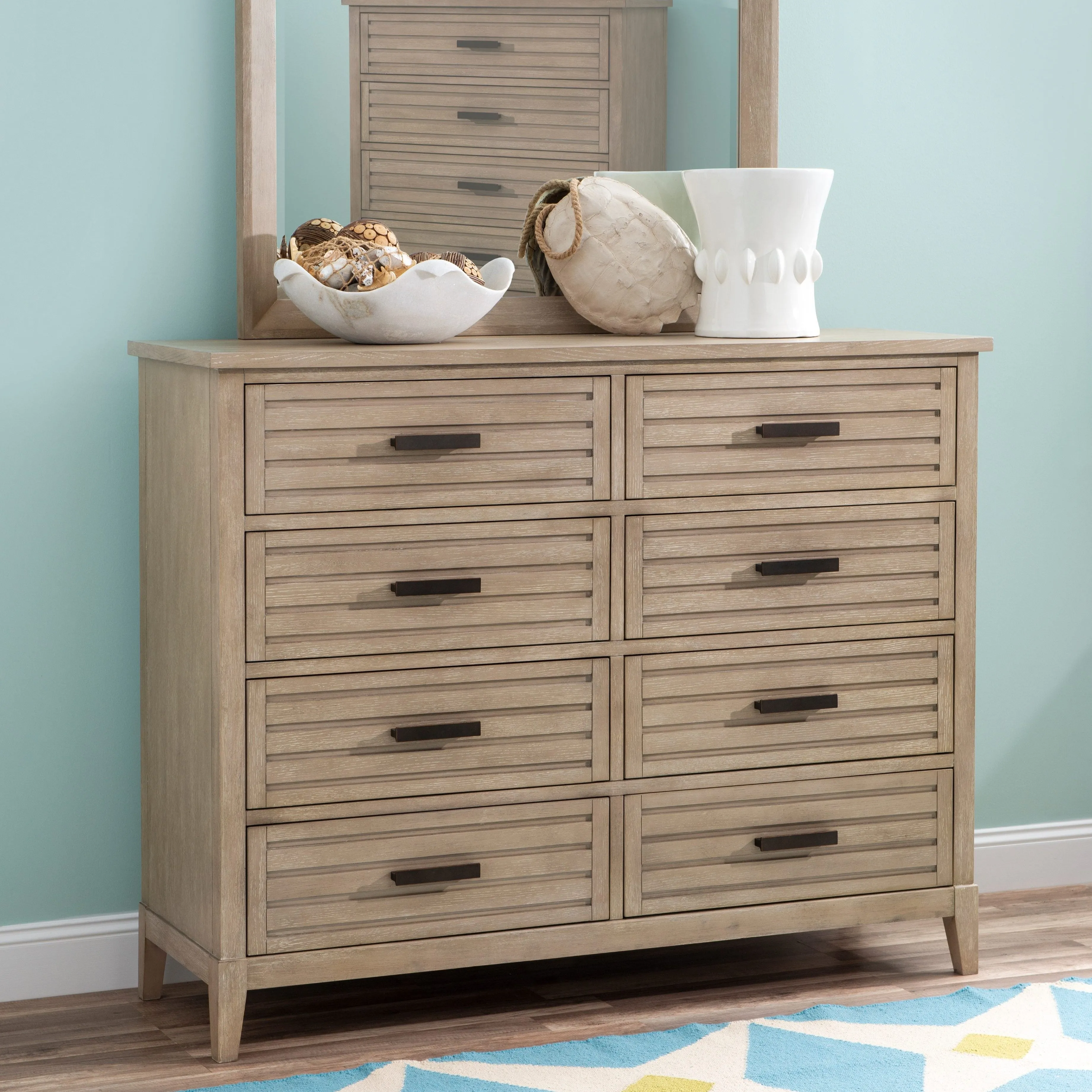 Coastal Sand 8 Drawer 58" Dresser