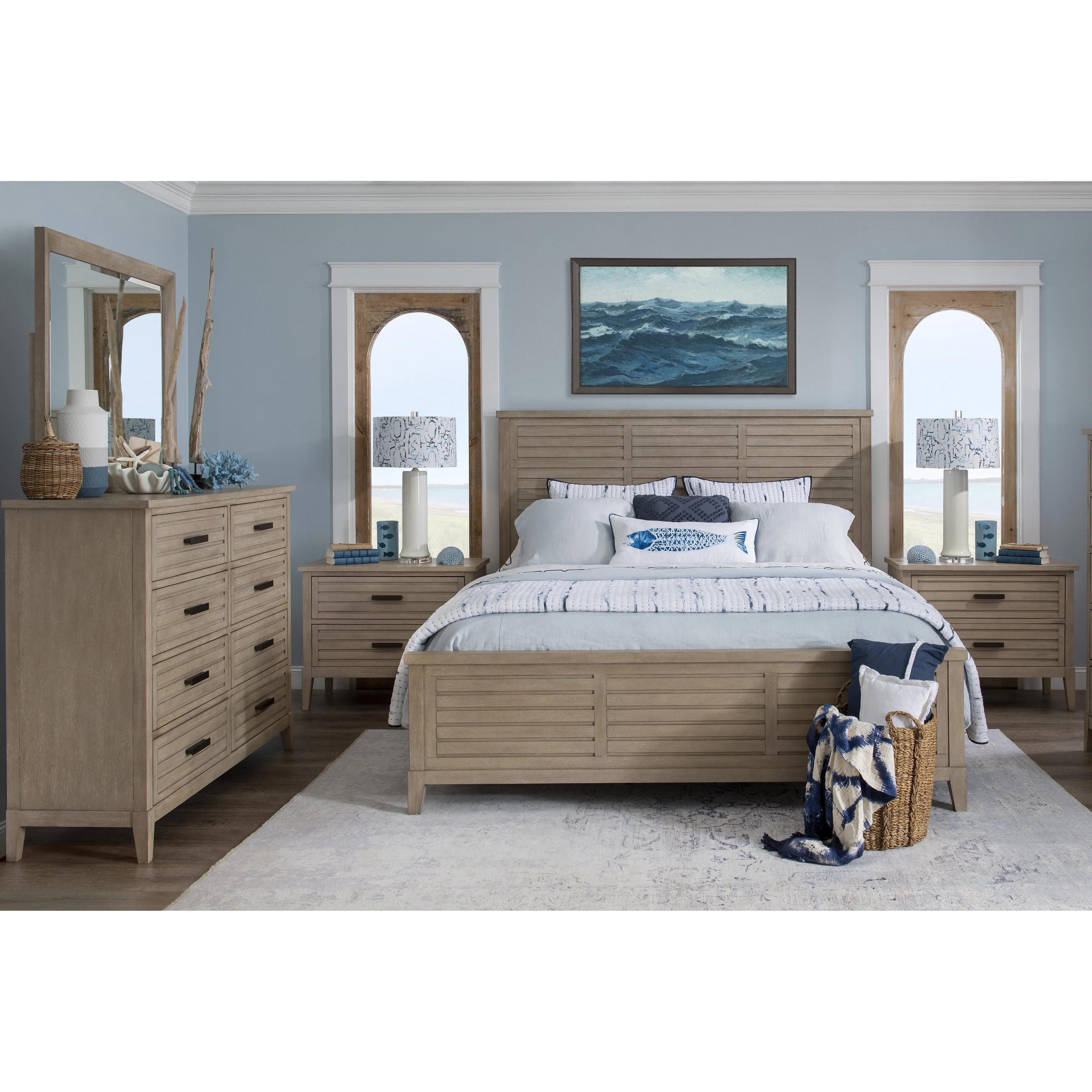 Coastal Sand 8 Drawer 58" Dresser