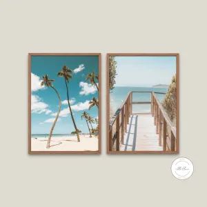 Coastal Wall Art Set Of 2 Prints INSTANT DOWNLOAD Art Prints, The Ocean Is Calling, Palm Print, Coastal Decor, Palm Tree Print, Beach Picture