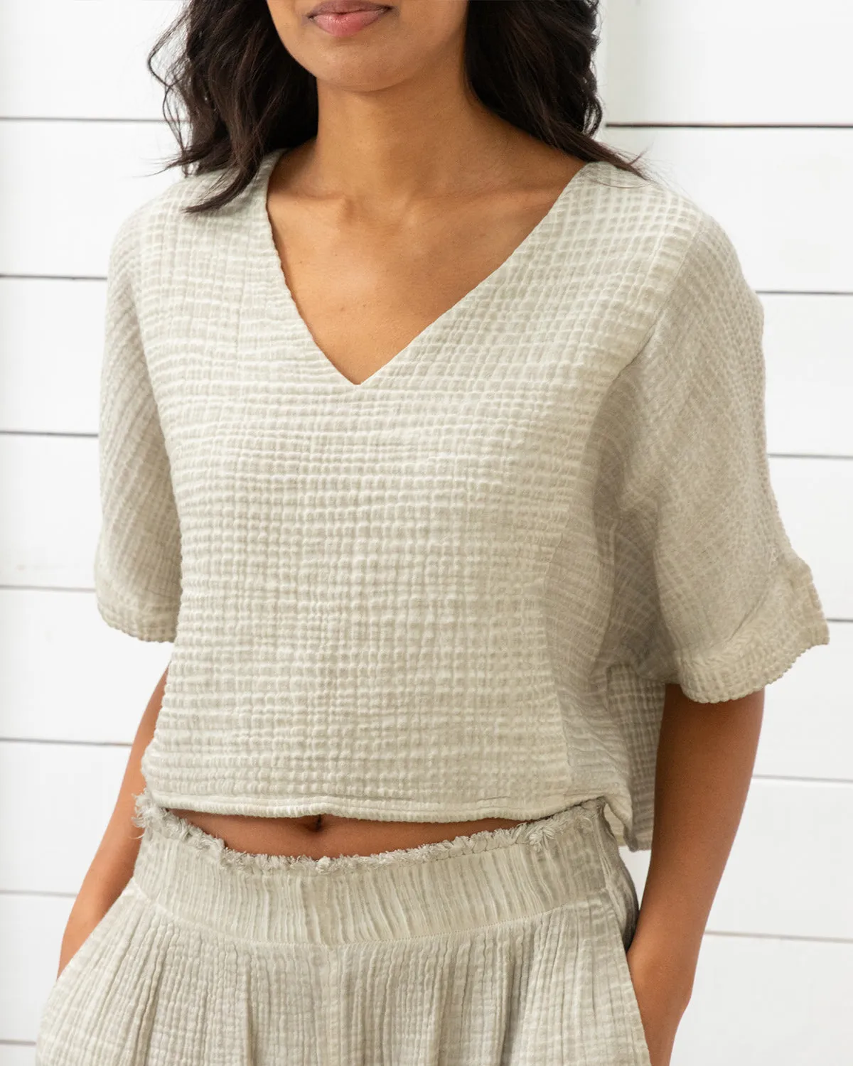 Crinkle Crop Top Natural