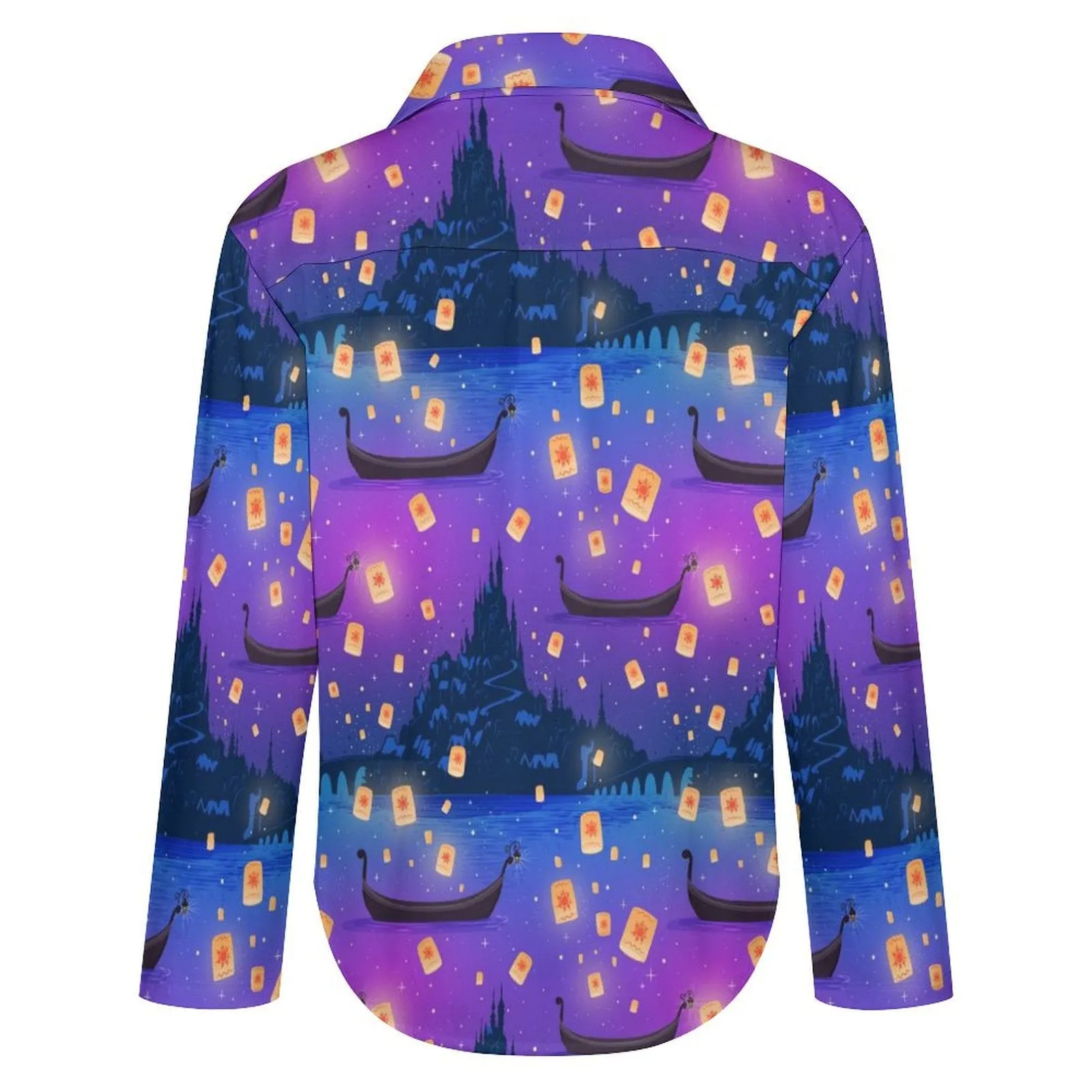 Disney Tangled Rapunzel Floating Lanterns Long Sleeve Button Up Blouse