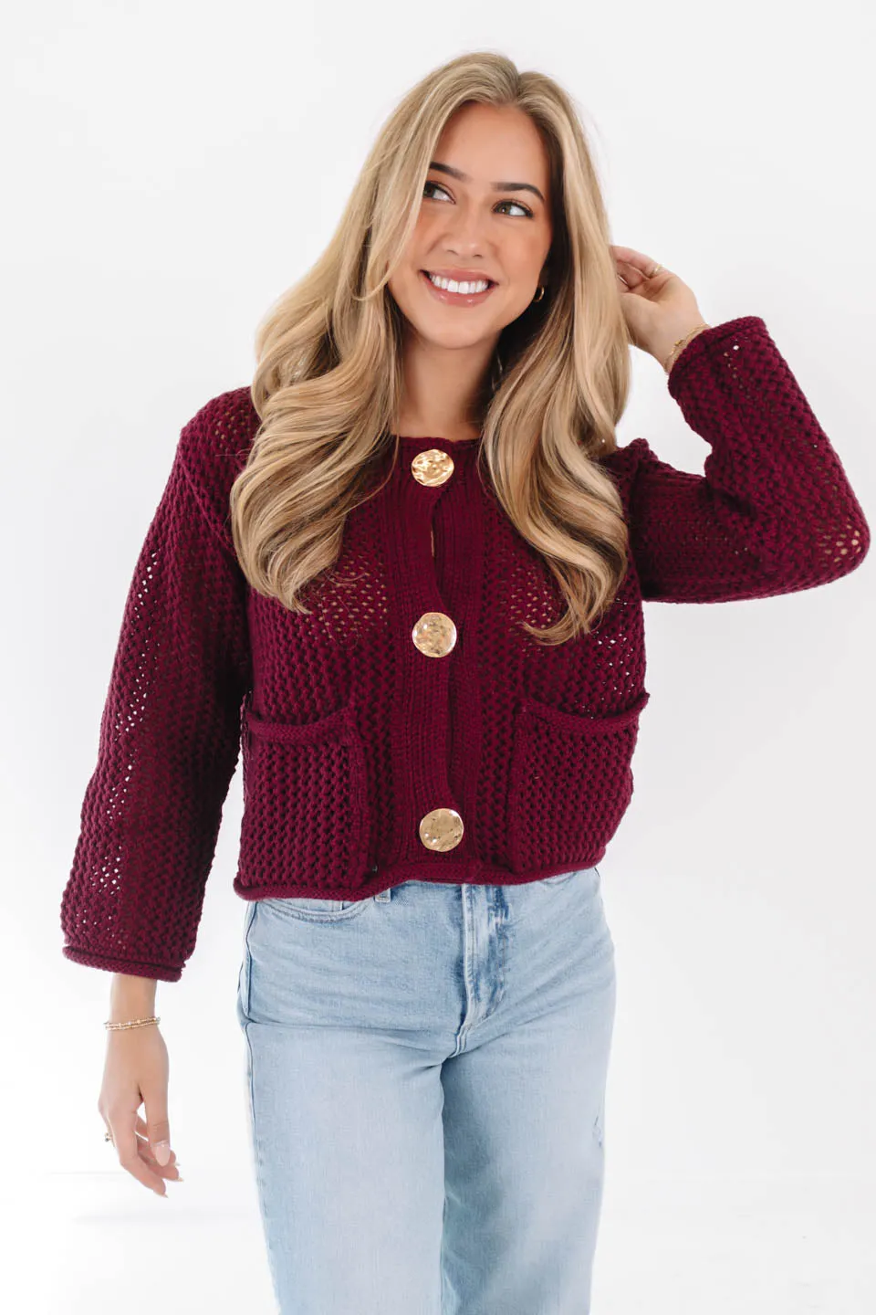 Don't Stop Now Cardigan - Burgundy