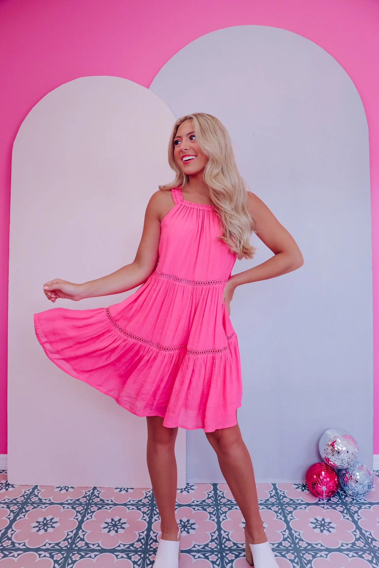 Easy Breezy Tiered Sun Dress  - Pink