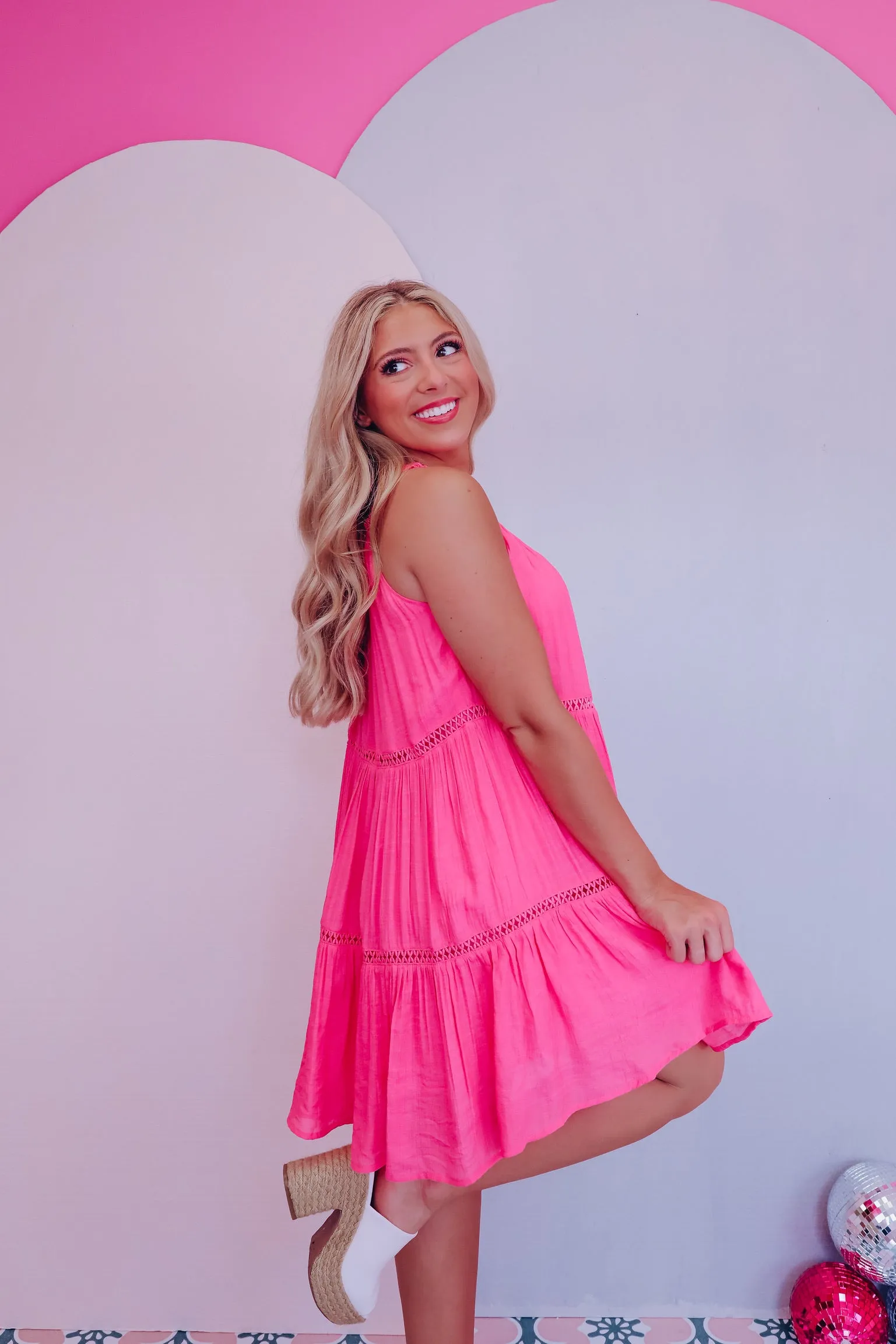 Easy Breezy Tiered Sun Dress  - Pink