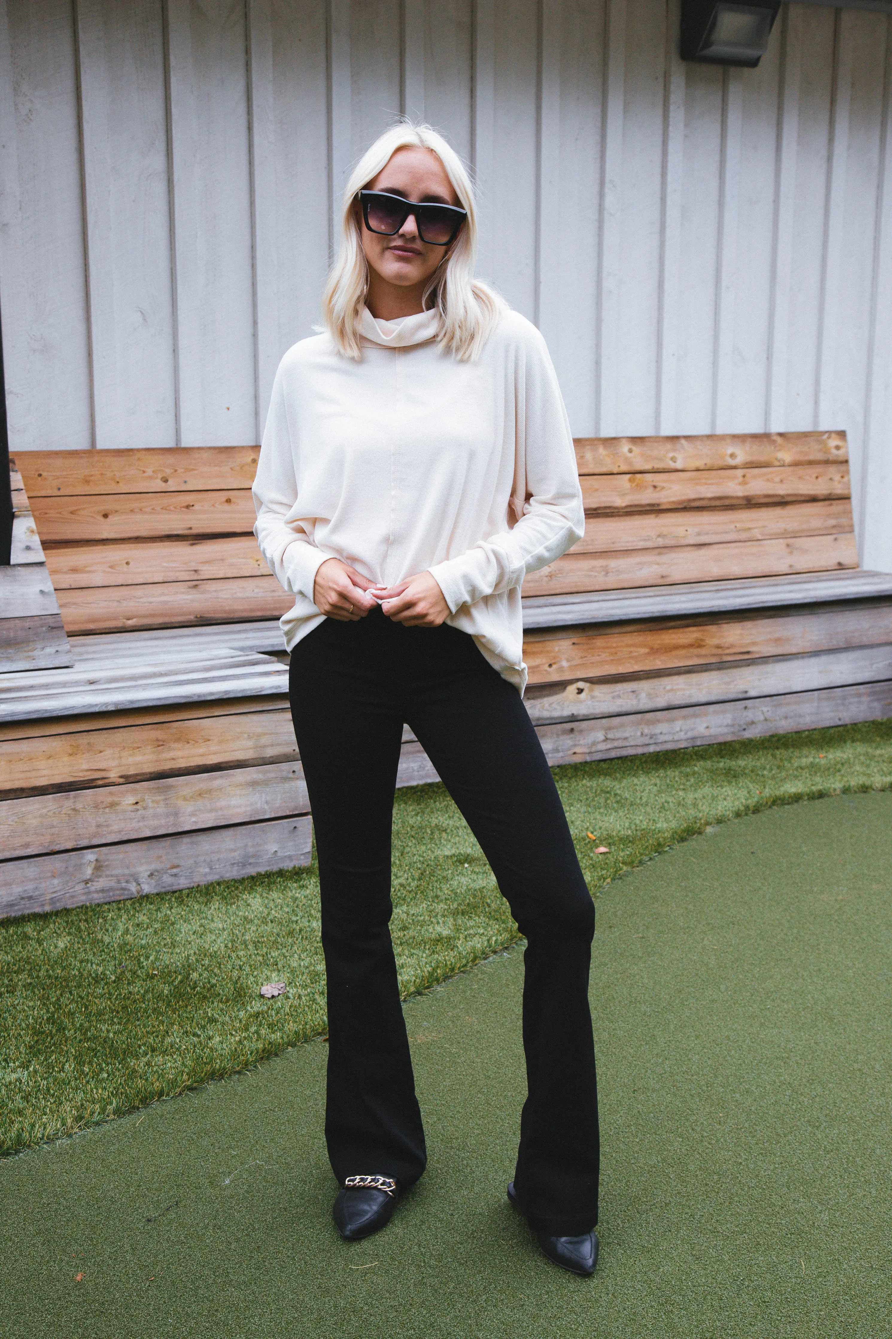 Effortlessly Cozy Cowl Neck Top, Cream