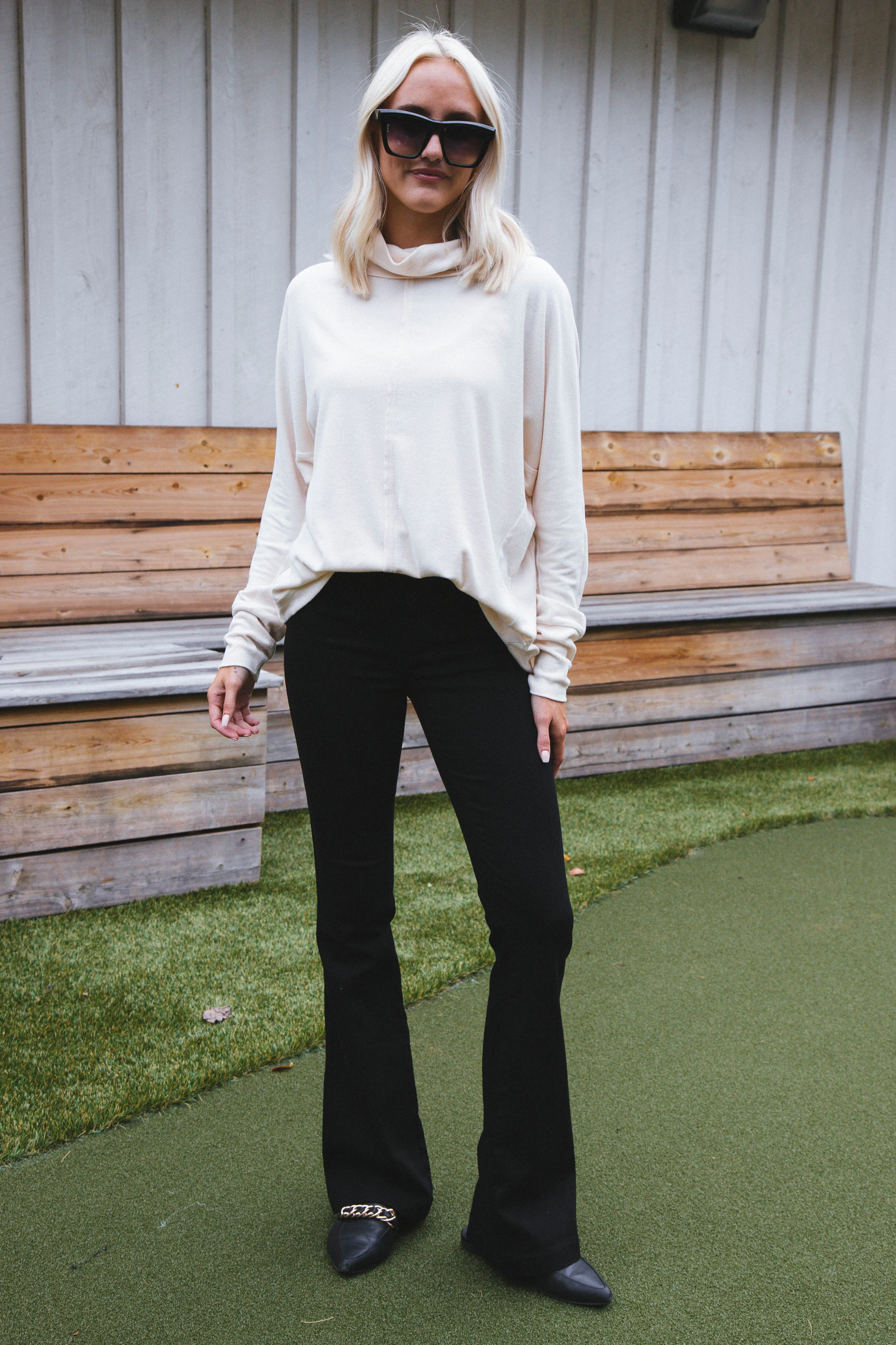 Effortlessly Cozy Cowl Neck Top, Cream