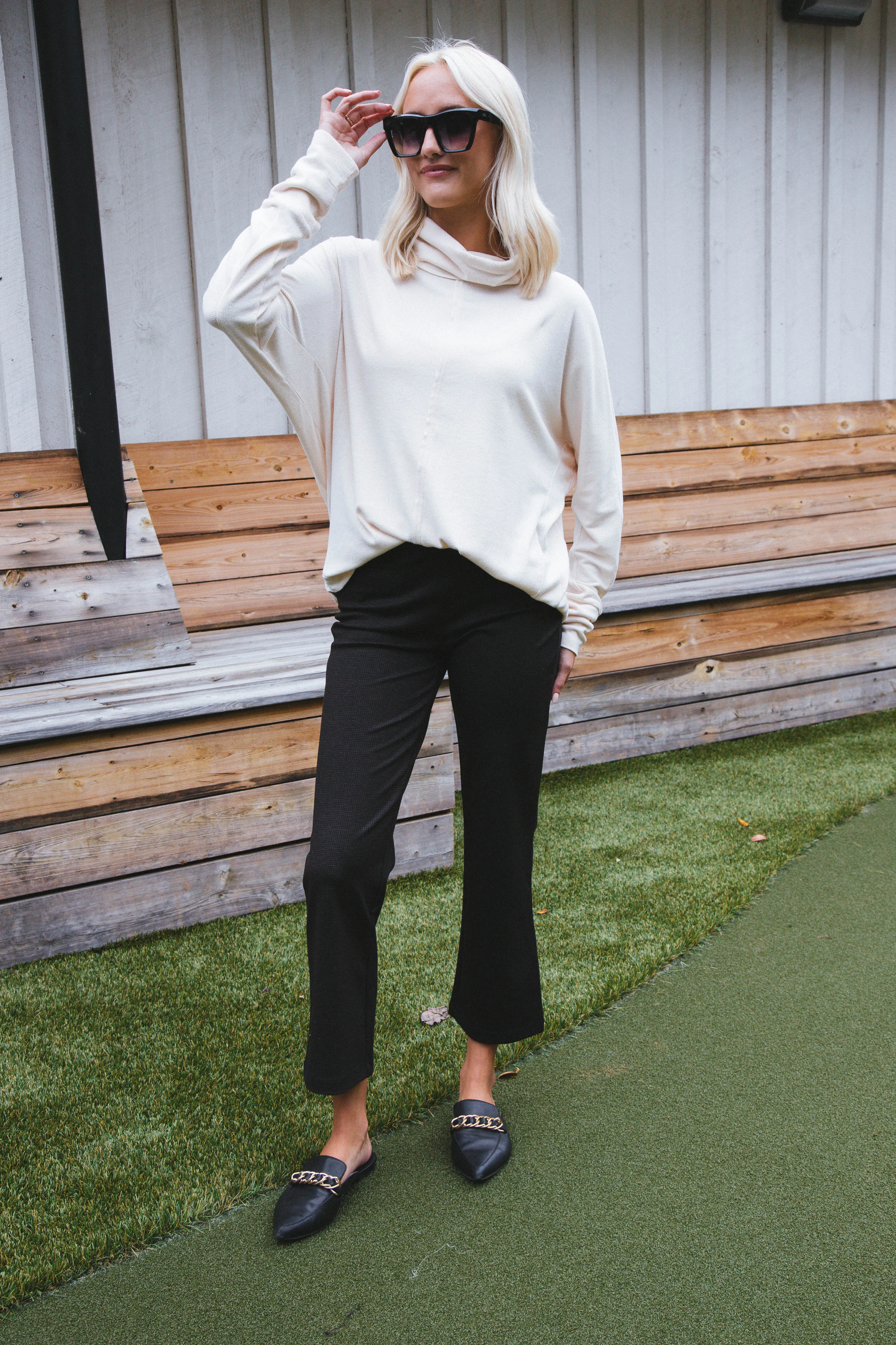 Effortlessly Cozy Cowl Neck Top, Cream