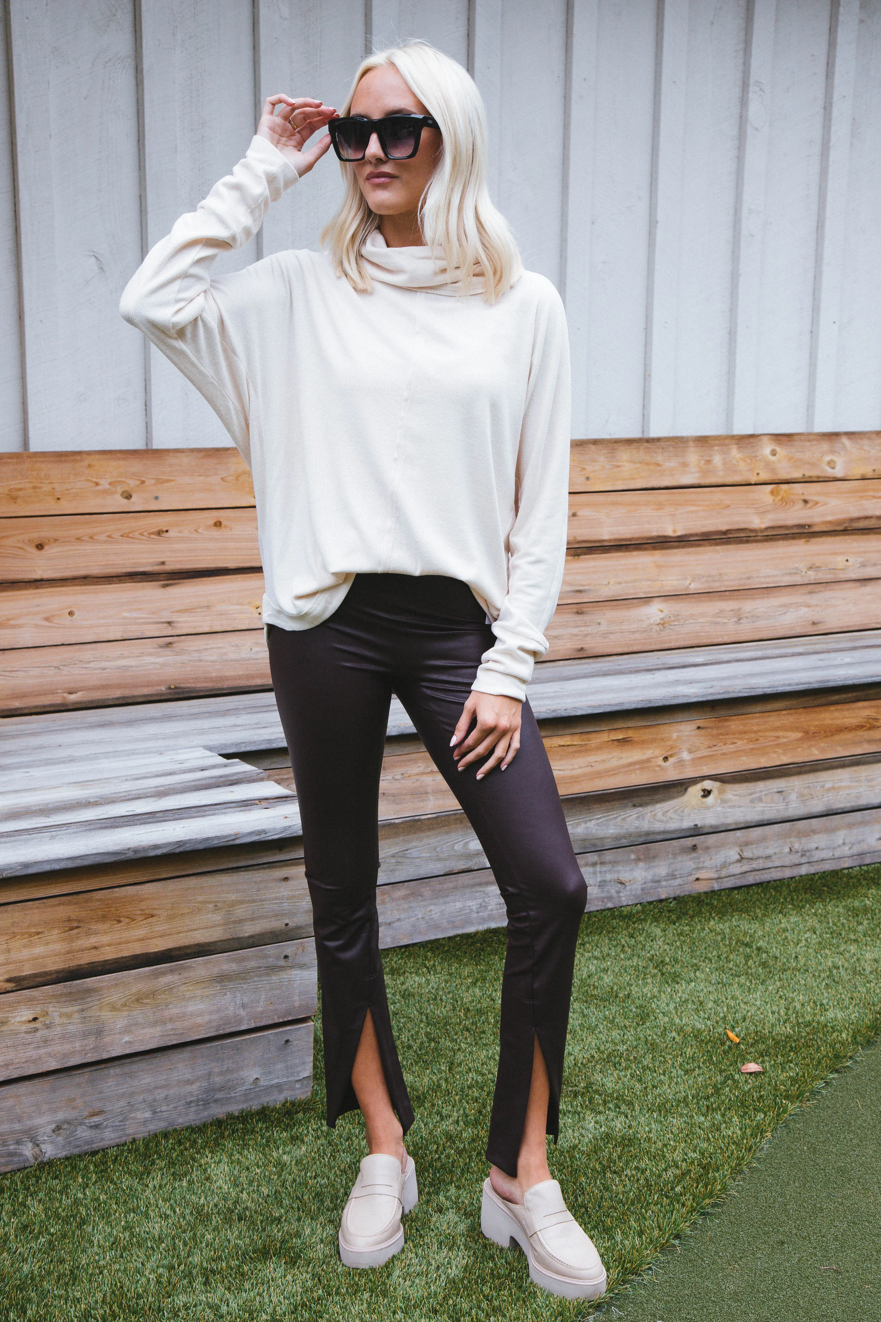 Effortlessly Cozy Cowl Neck Top, Cream