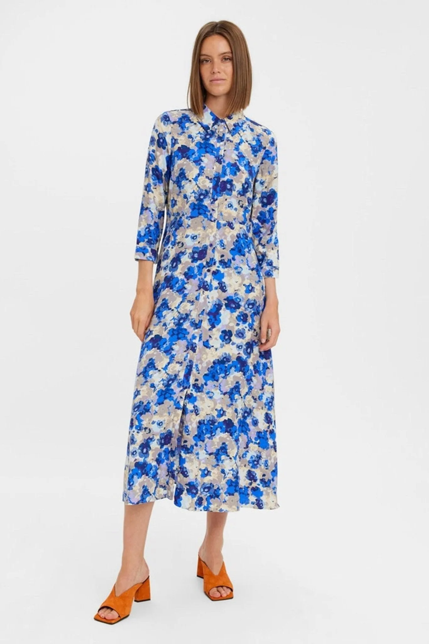 Elly 3/4 Shirt Dress - Nautical Blue