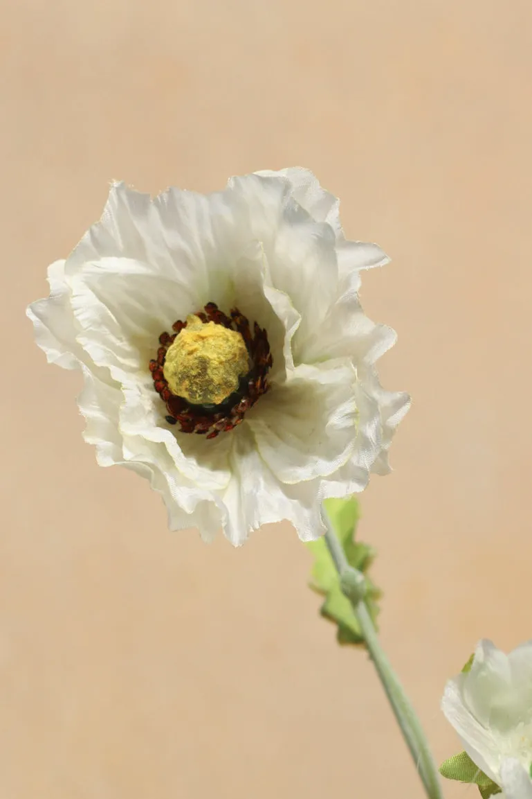 Faux Ivory Country Poppy Spray