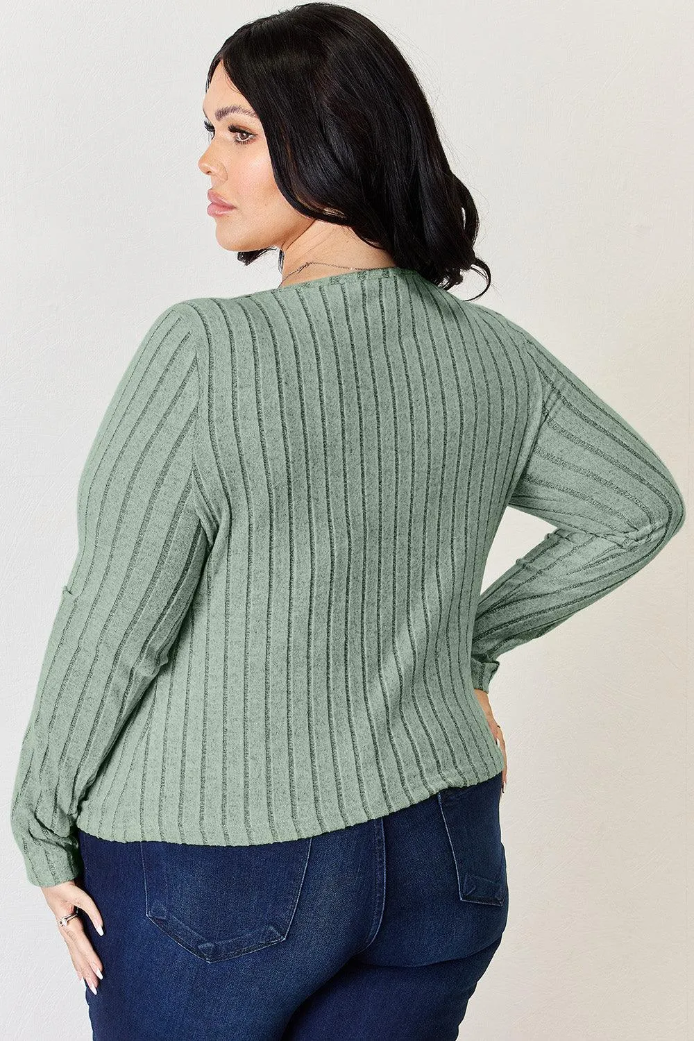 Full Size Ribbed Long Sleeve T-Shirt