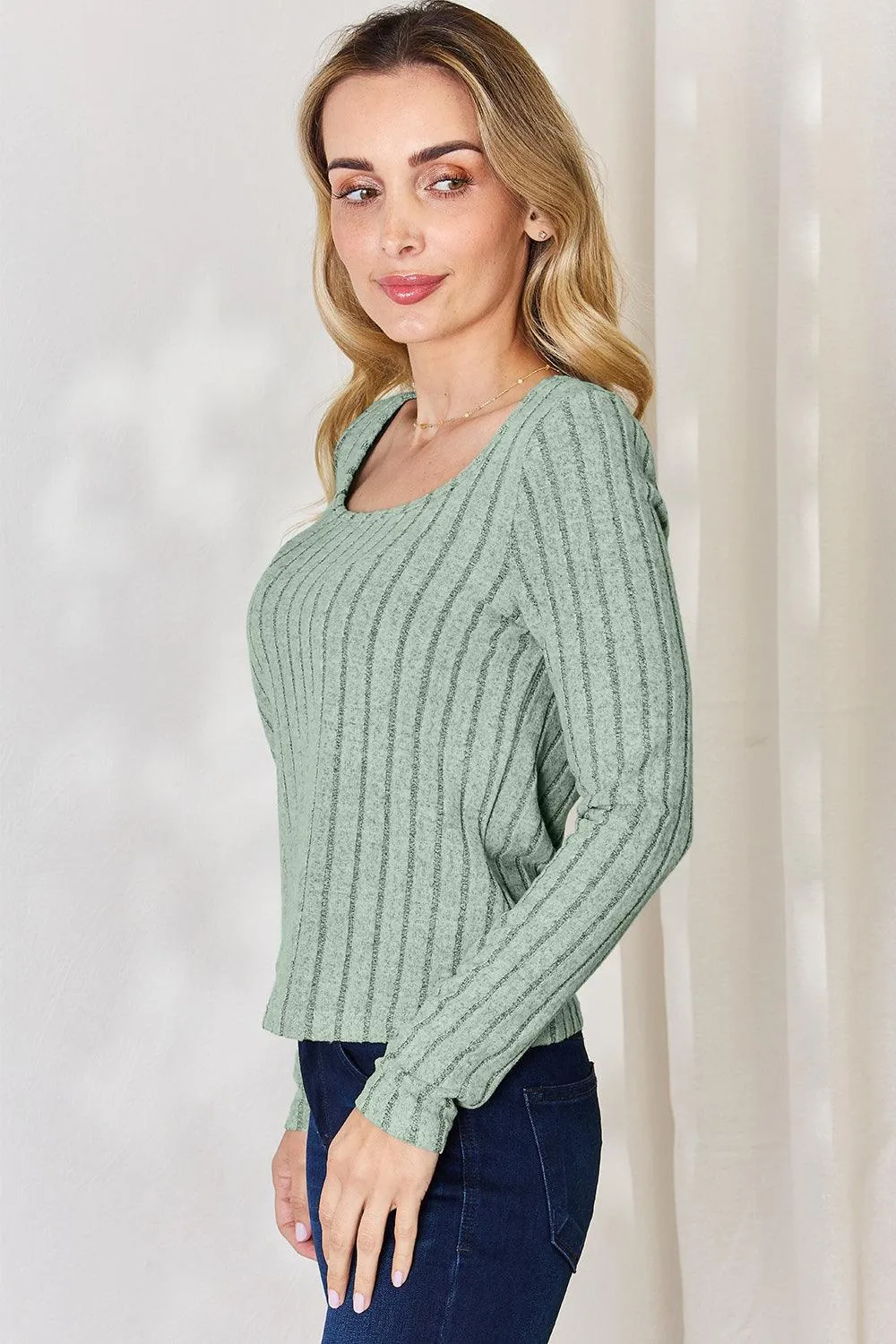 Full Size Ribbed Long Sleeve T-Shirt