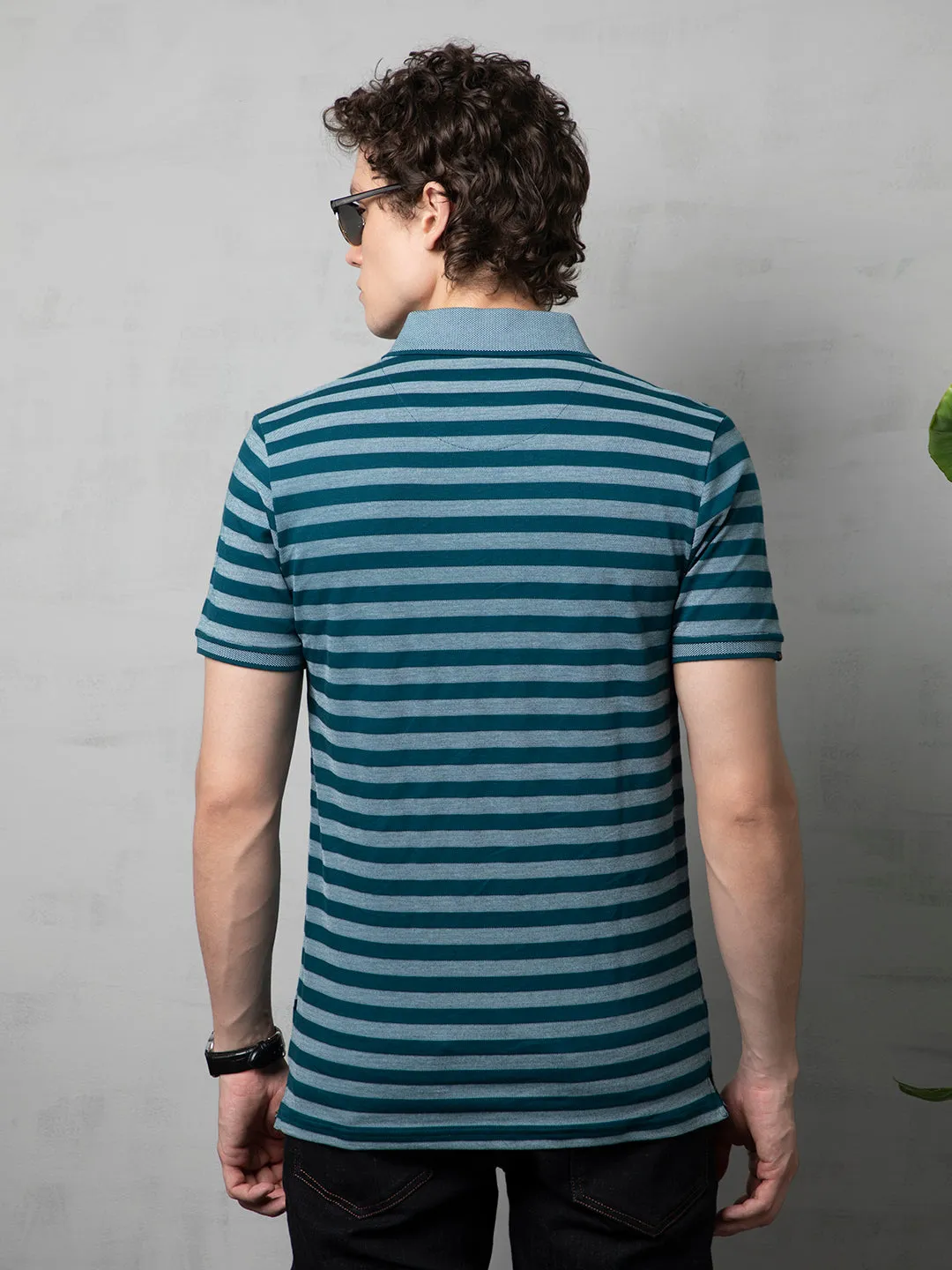 Green Striped Polo T-Shirt