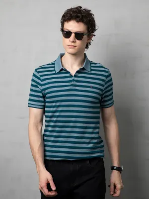 Green Striped Polo T-Shirt