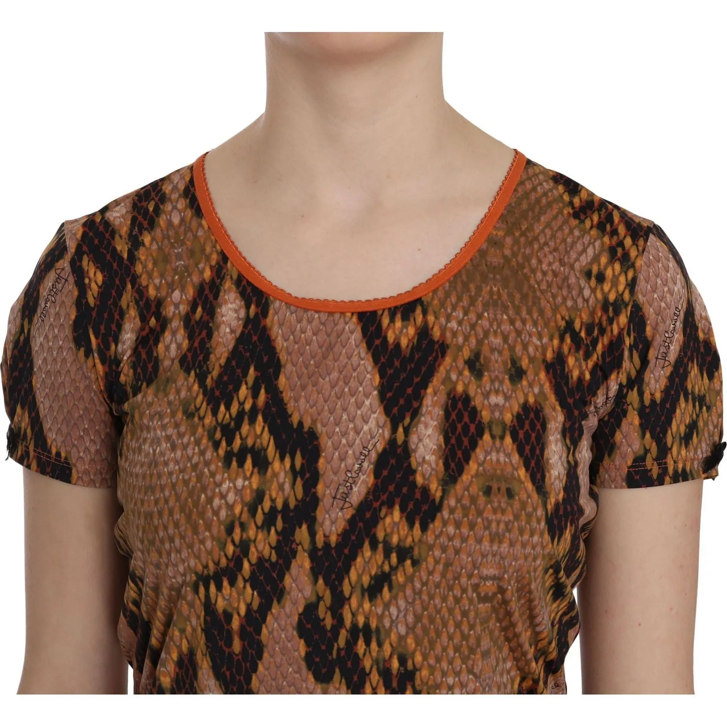 Just Cavalli Alluring Brown Snake Skin Pattern Blouse