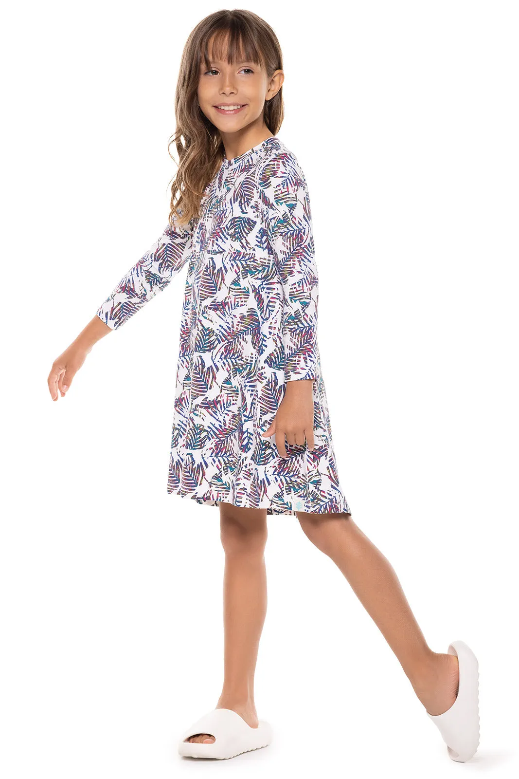 Kid's Lincoln Road High Low Dress  |  Magnolia Pink Beach Leaves