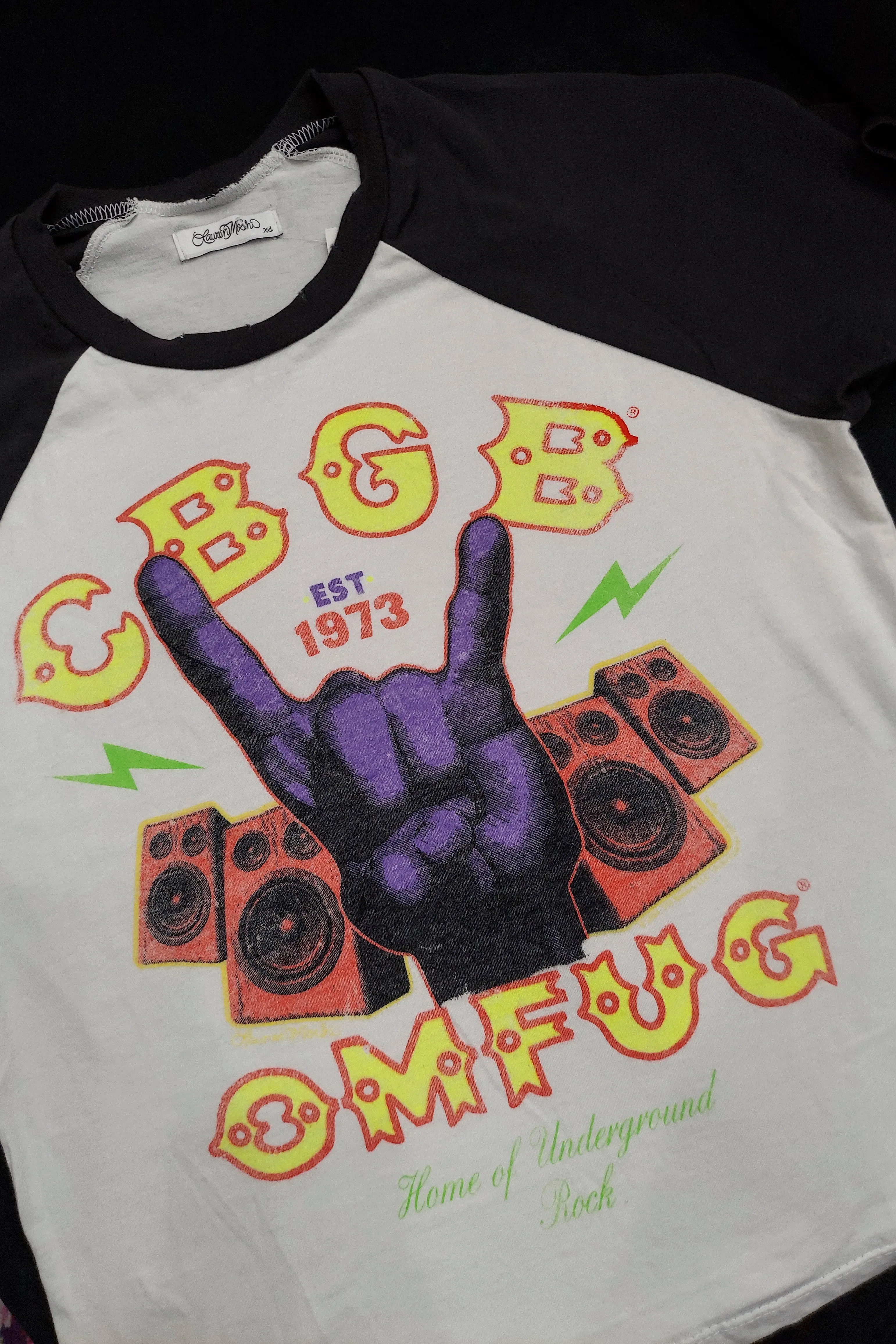 Lauren Moshi CBGB Rock Hand Cropped Tee