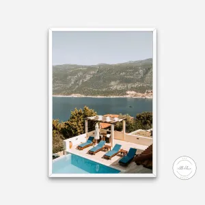 Luxury Mediterranean Coast Poster PRINTABLE ART, Mediterranean Decor, Beach Photography, Relaxing Wall Art, Summer Print, European Coastal Wall Art