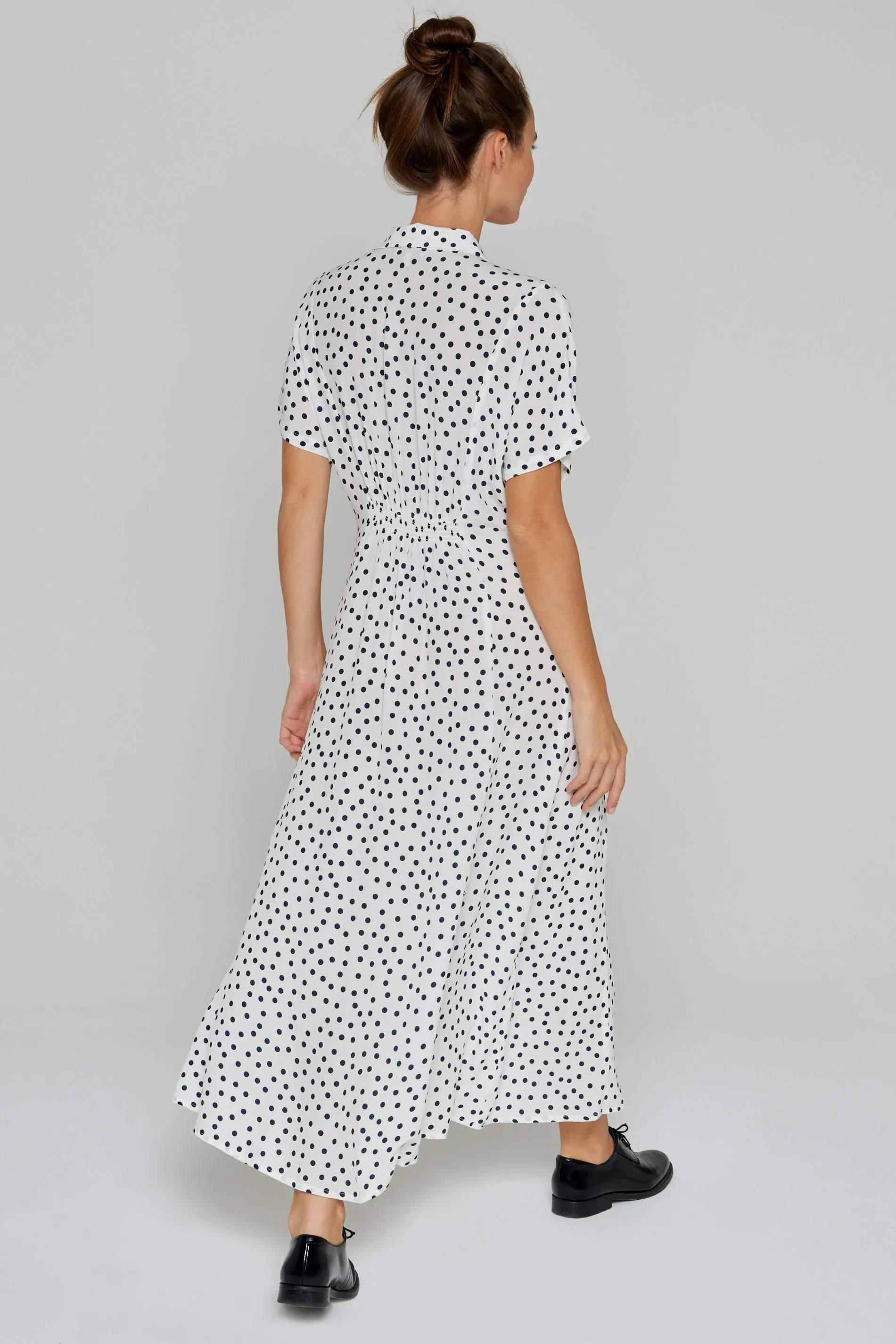 Maelle Polka Dot Dress in White